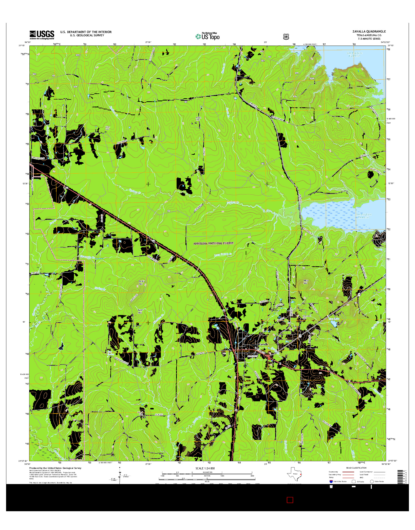 USGS US TOPO 7.5-MINUTE MAP FOR ZAVALLA, TX 2016