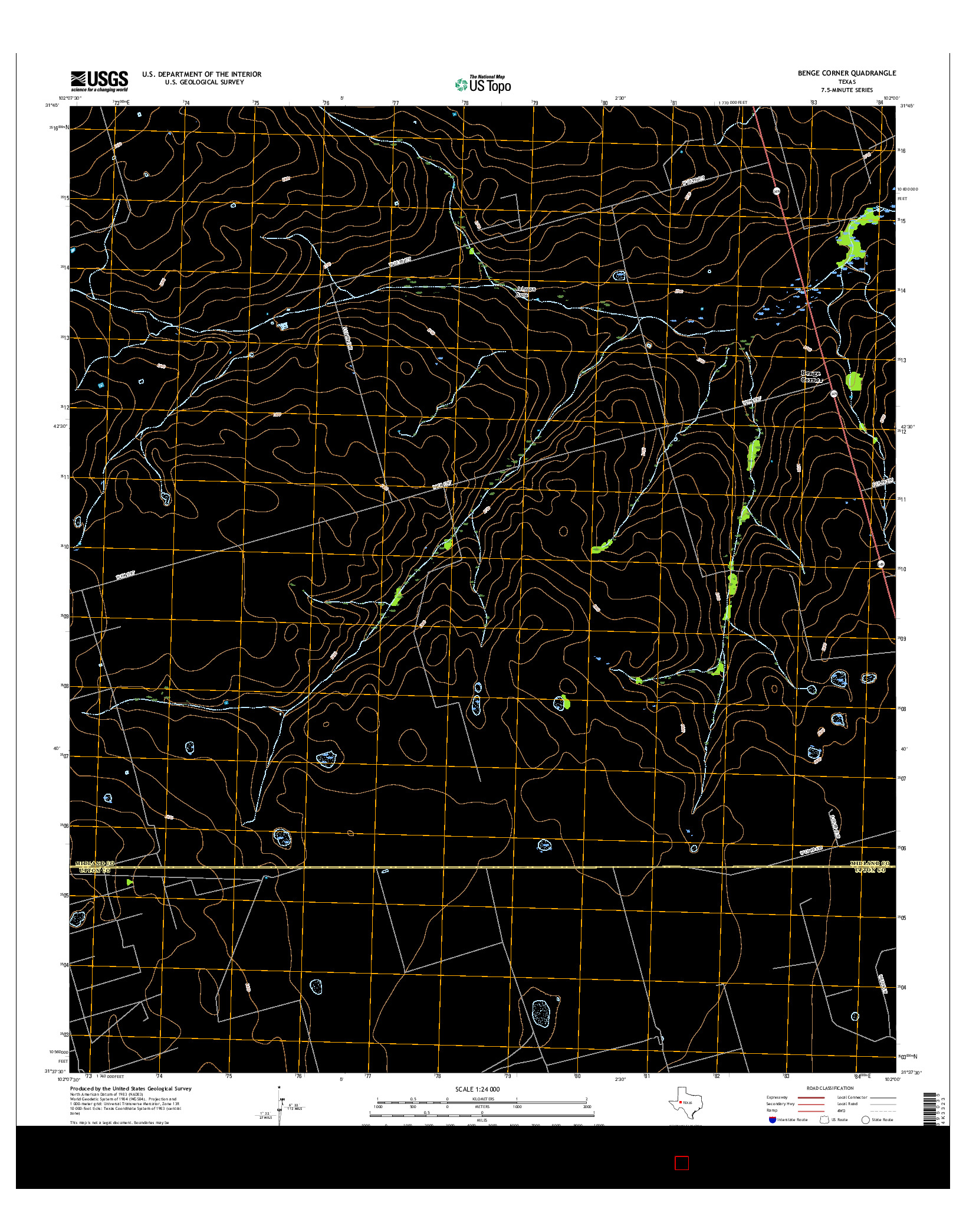 USGS US TOPO 7.5-MINUTE MAP FOR BENGE CORNER, TX 2016