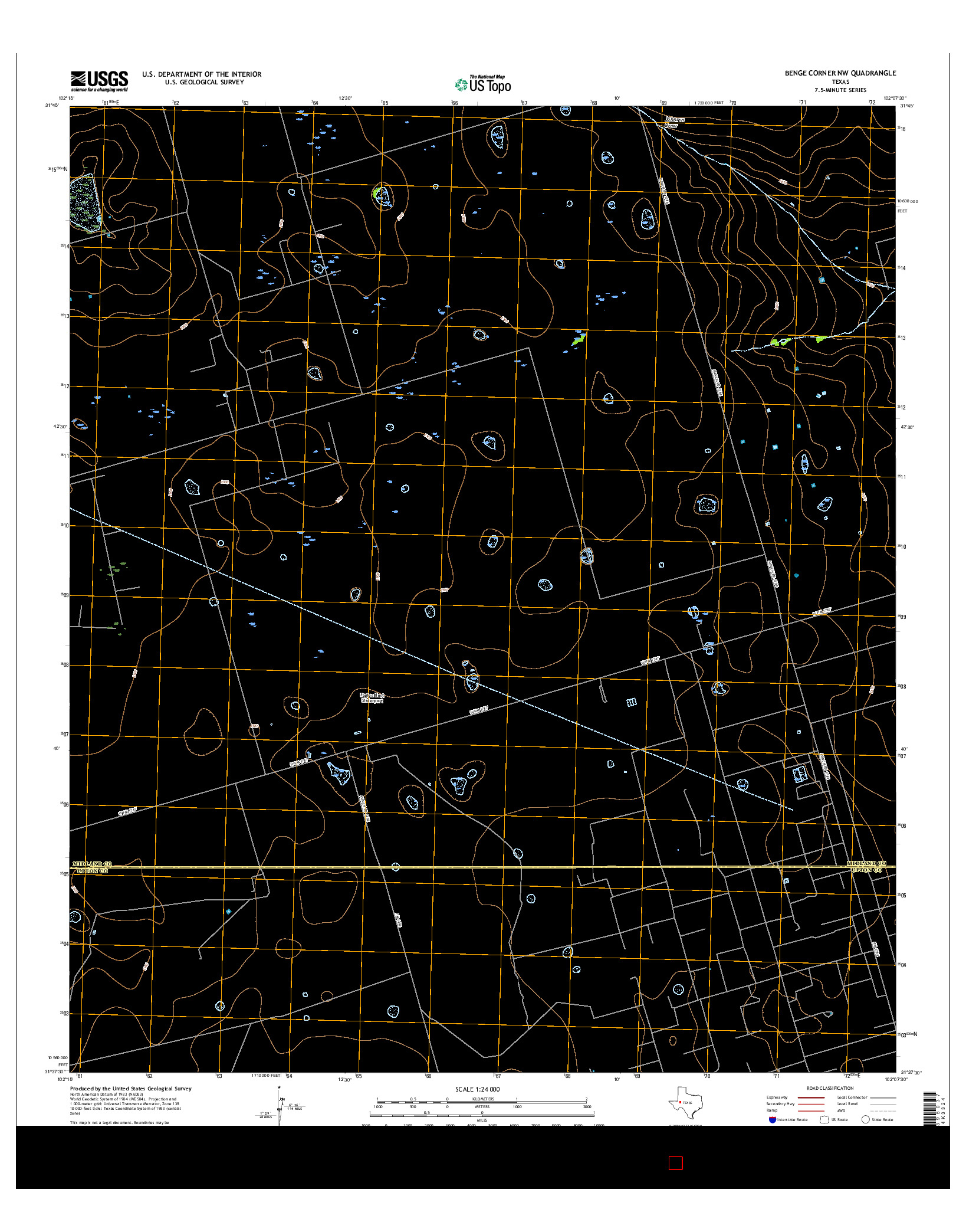 USGS US TOPO 7.5-MINUTE MAP FOR BENGE CORNER NW, TX 2016