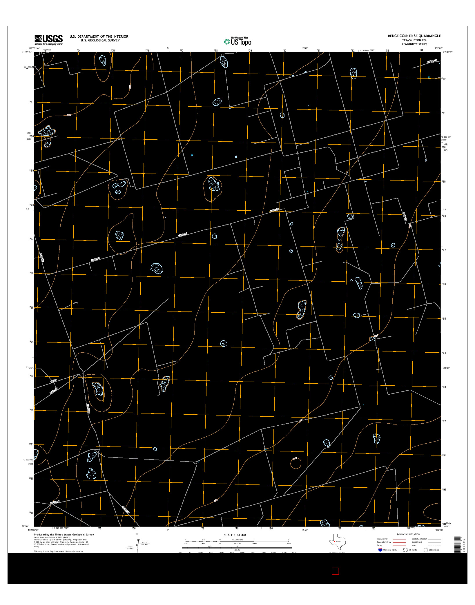 USGS US TOPO 7.5-MINUTE MAP FOR BENGE CORNER SE, TX 2016