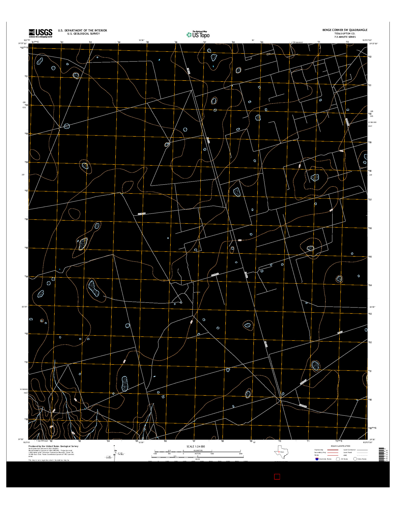 USGS US TOPO 7.5-MINUTE MAP FOR BENGE CORNER SW, TX 2016