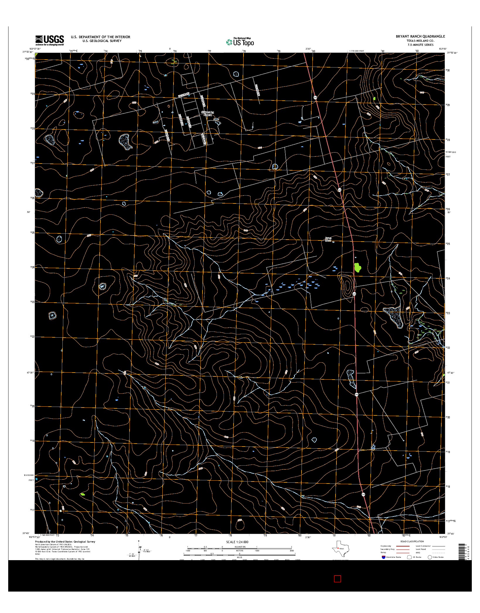 USGS US TOPO 7.5-MINUTE MAP FOR BRYANT RANCH, TX 2016