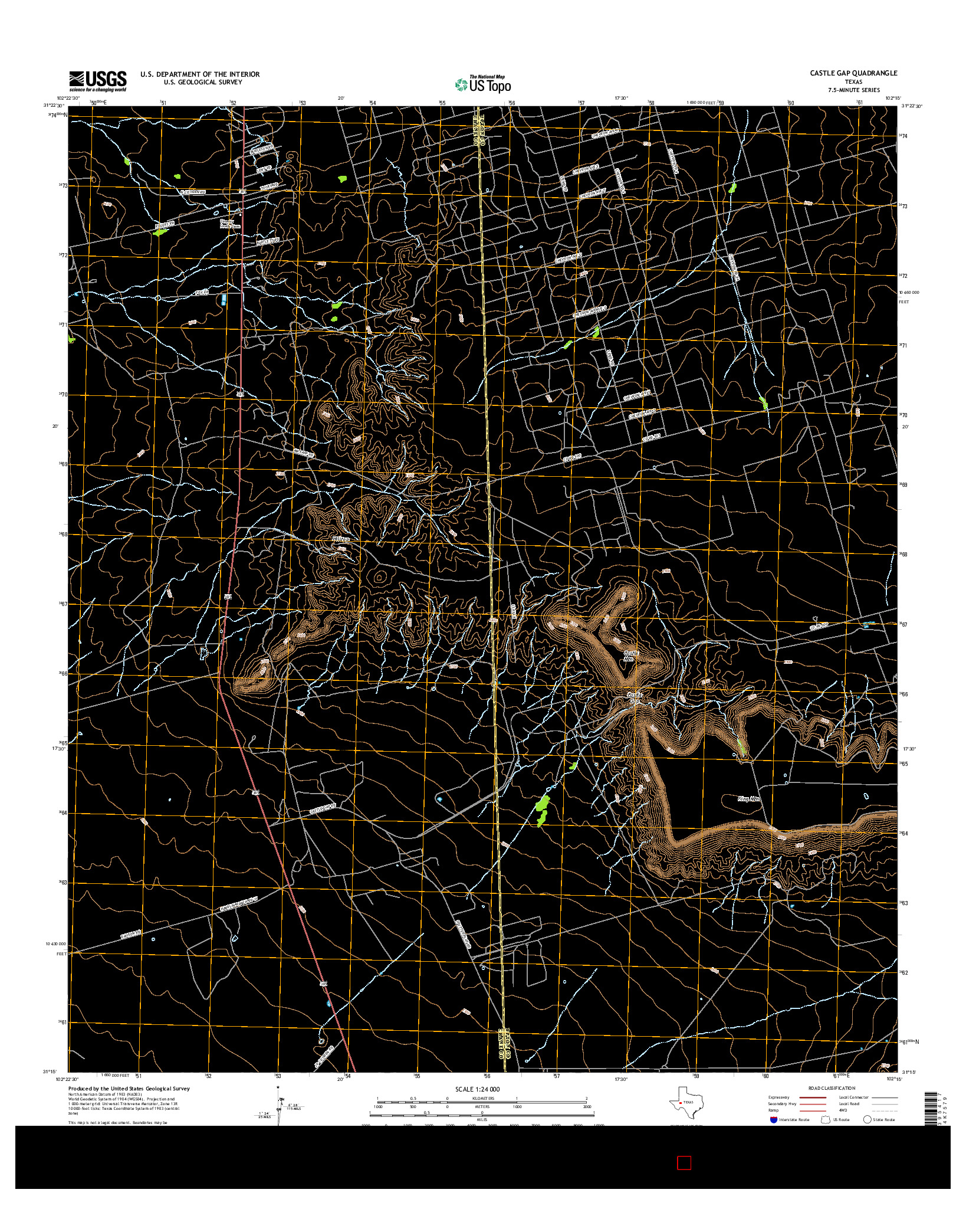 USGS US TOPO 7.5-MINUTE MAP FOR CASTLE GAP, TX 2016