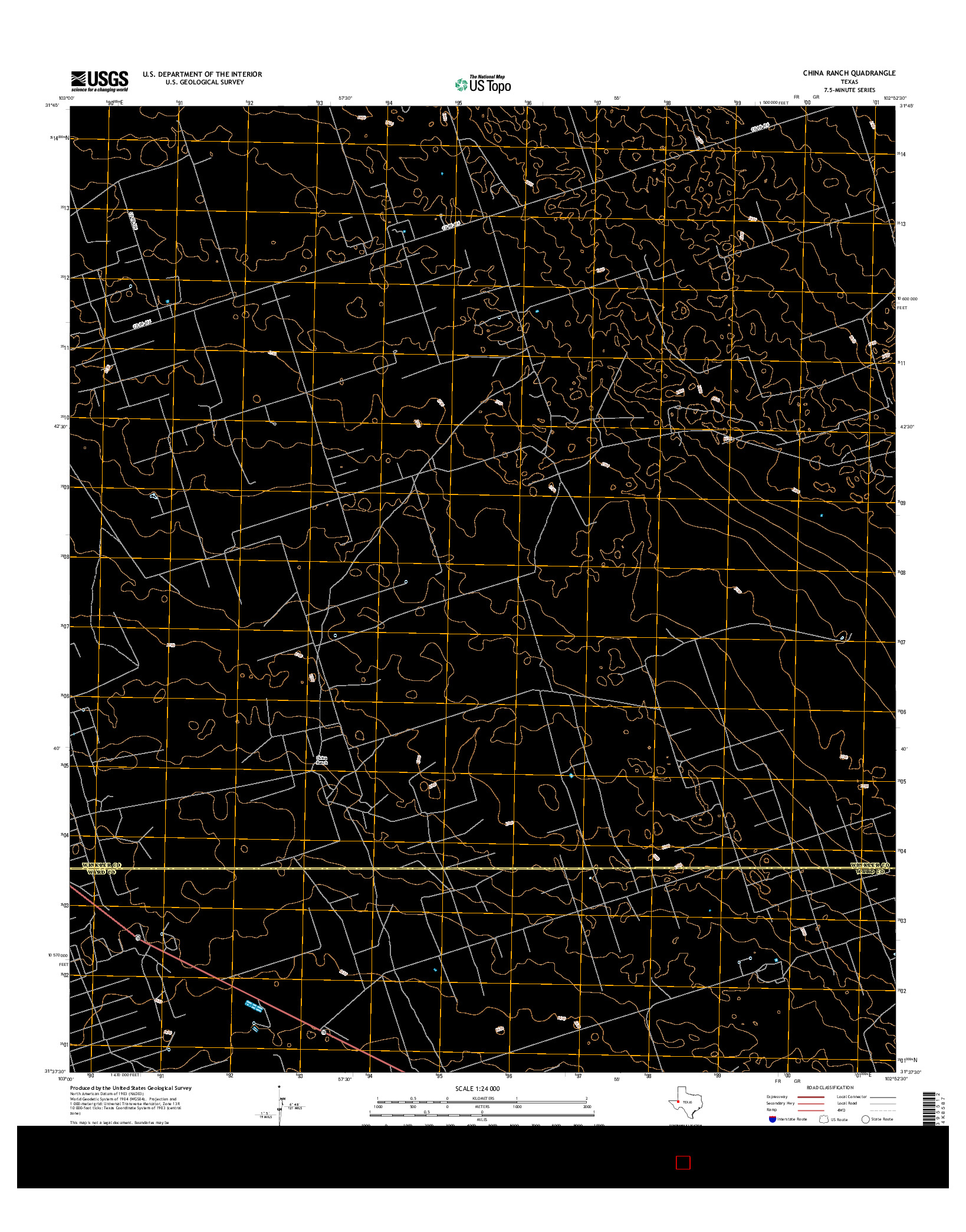 USGS US TOPO 7.5-MINUTE MAP FOR CHINA RANCH, TX 2016