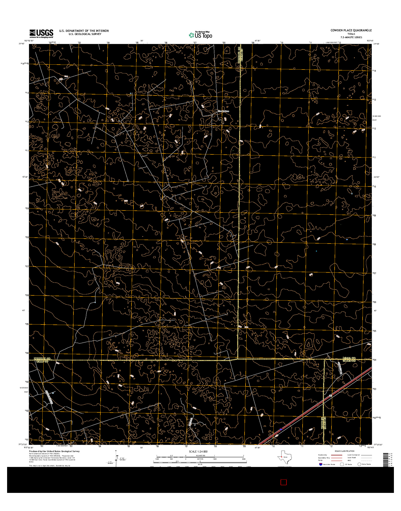 USGS US TOPO 7.5-MINUTE MAP FOR COWDEN PLACE, TX 2016