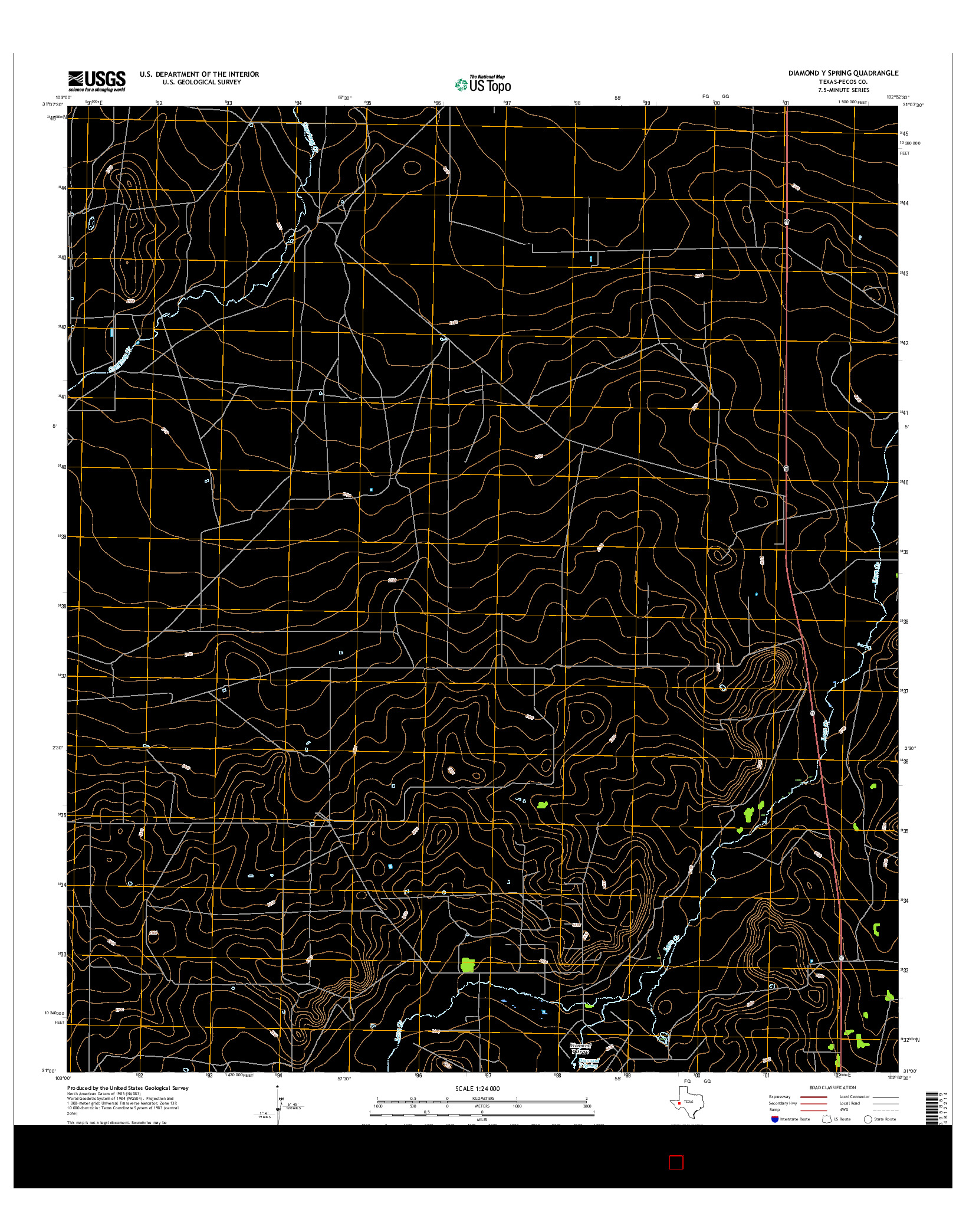 USGS US TOPO 7.5-MINUTE MAP FOR DIAMOND Y SPRING, TX 2016