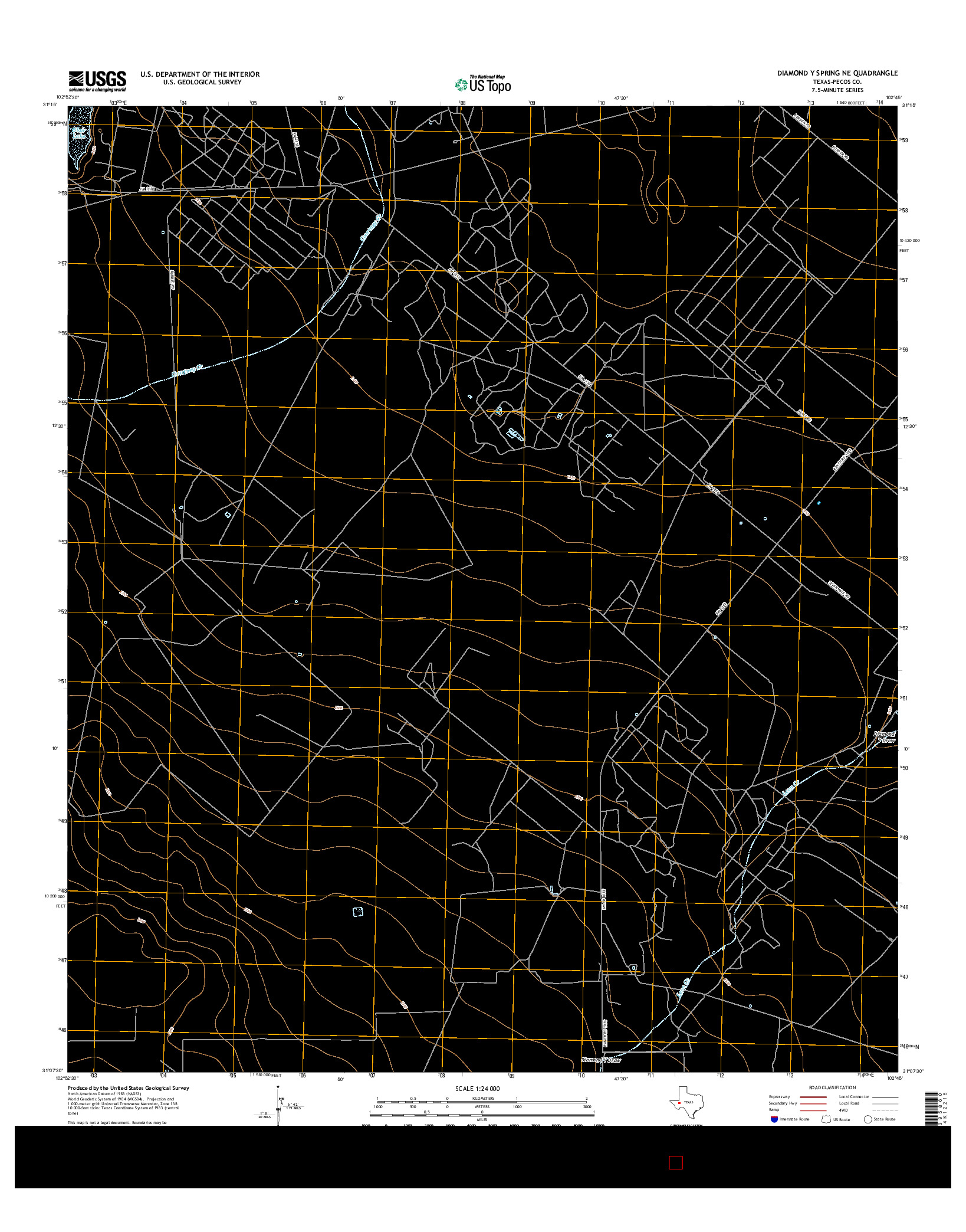 USGS US TOPO 7.5-MINUTE MAP FOR DIAMOND Y SPRING NE, TX 2016