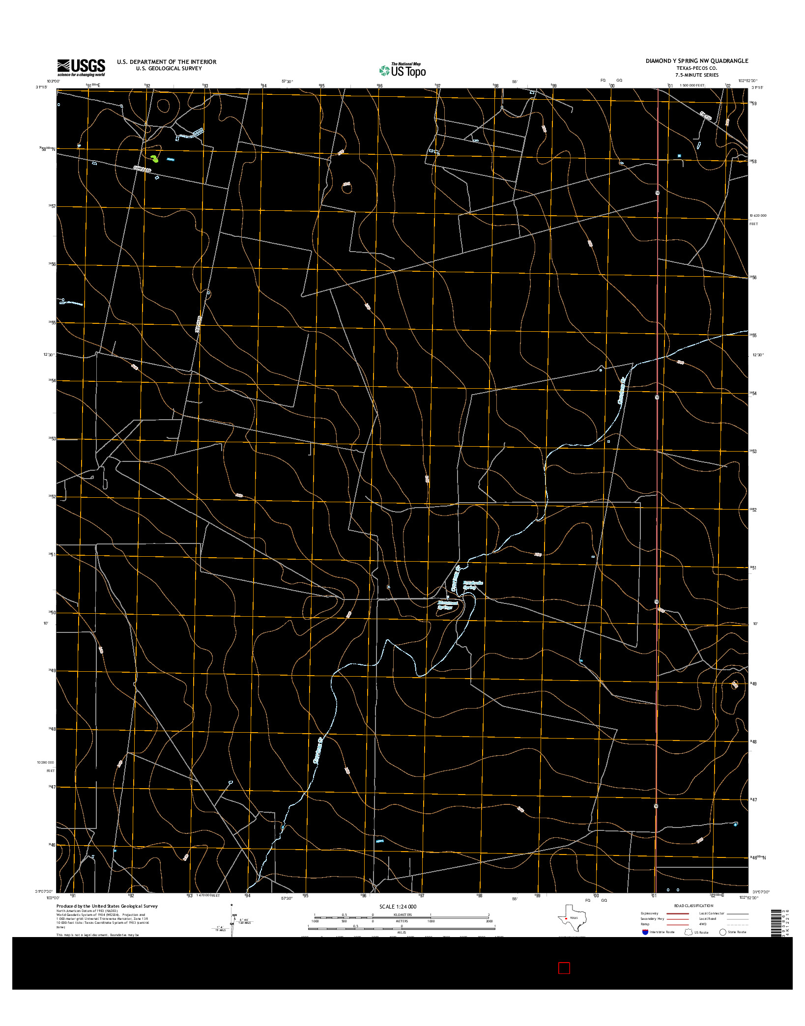 USGS US TOPO 7.5-MINUTE MAP FOR DIAMOND Y SPRING NW, TX 2016