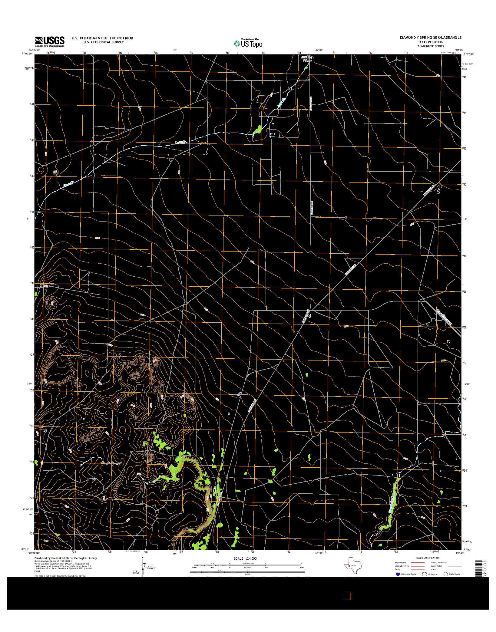 USGS US TOPO 7.5-MINUTE MAP FOR DIAMOND Y SPRING SE, TX 2016