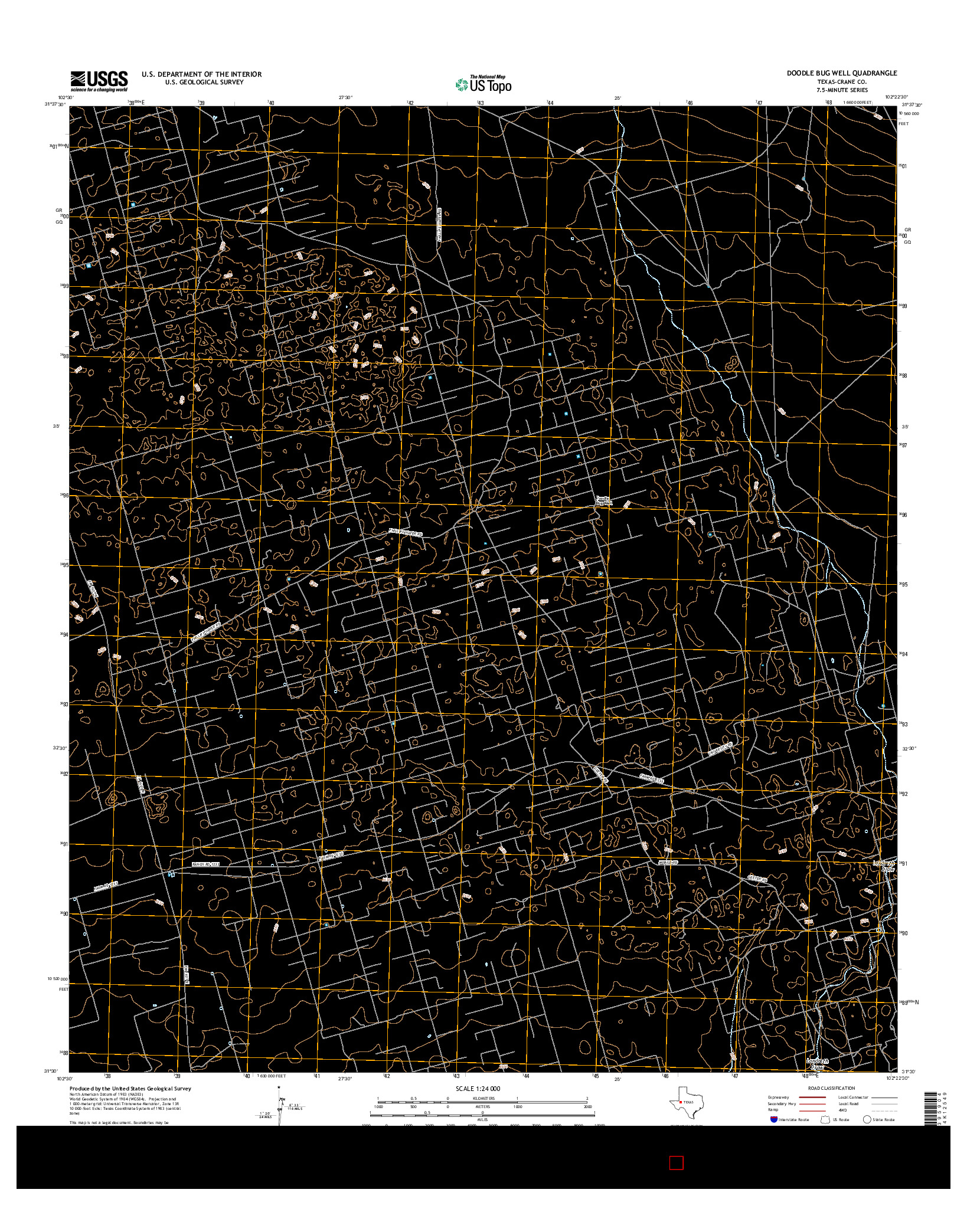 USGS US TOPO 7.5-MINUTE MAP FOR DOODLE BUG WELL, TX 2016