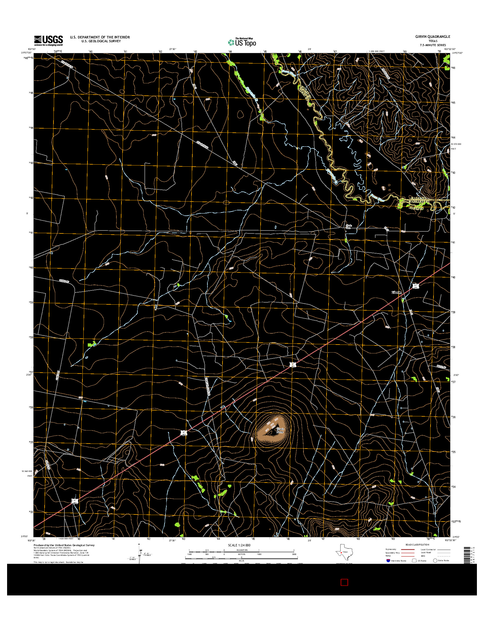 USGS US TOPO 7.5-MINUTE MAP FOR GIRVIN, TX 2016