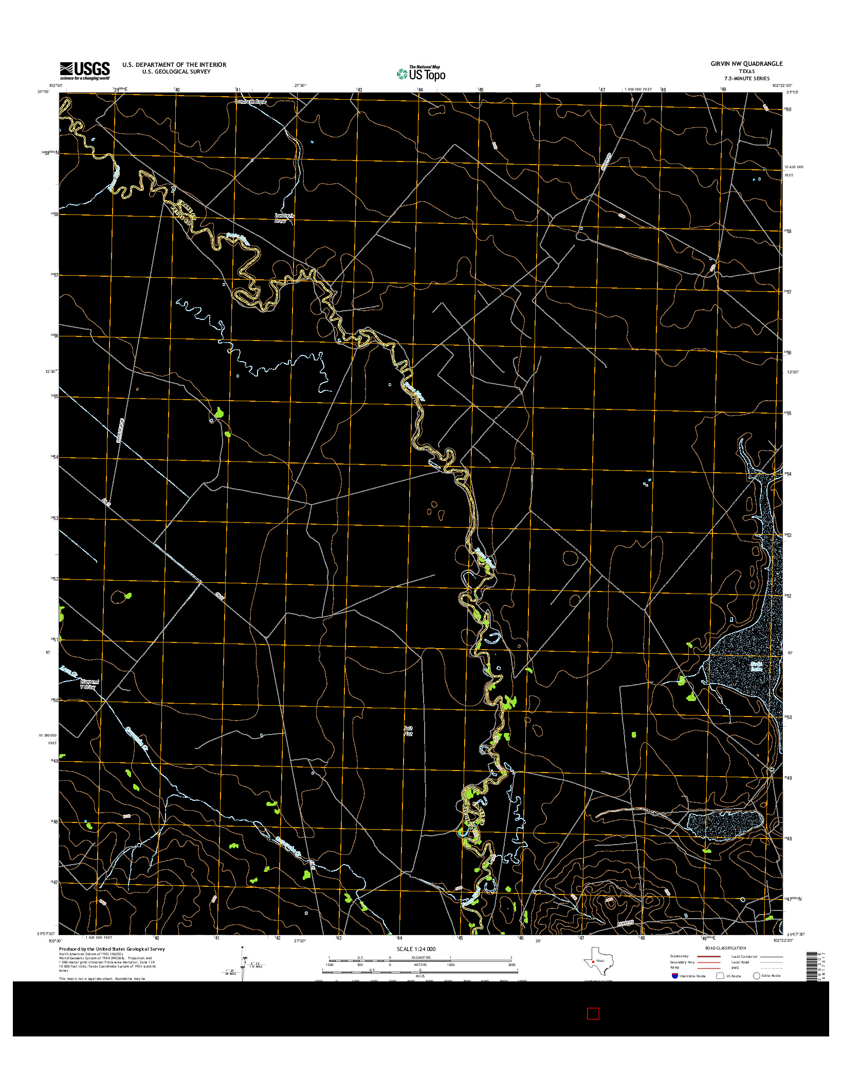 USGS US TOPO 7.5-MINUTE MAP FOR GIRVIN NW, TX 2016