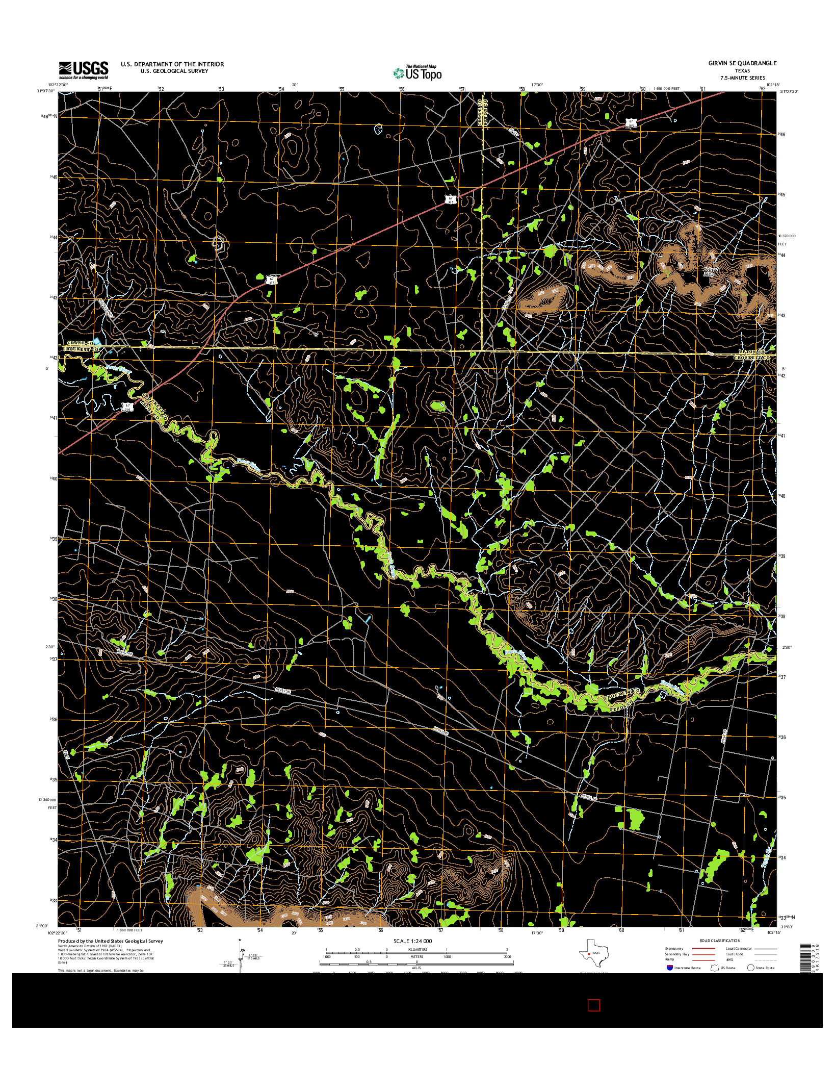 USGS US TOPO 7.5-MINUTE MAP FOR GIRVIN SE, TX 2016