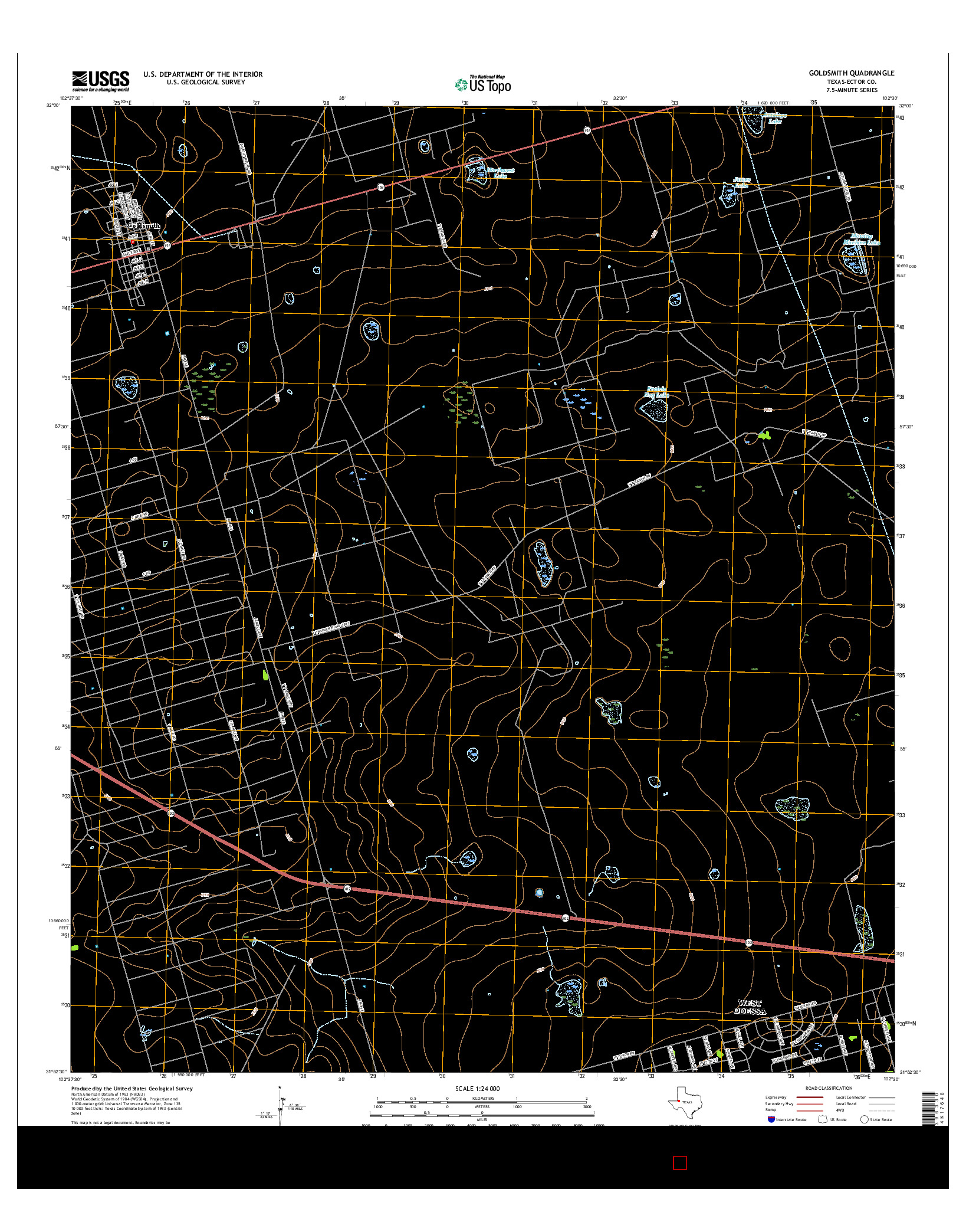 USGS US TOPO 7.5-MINUTE MAP FOR GOLDSMITH, TX 2016