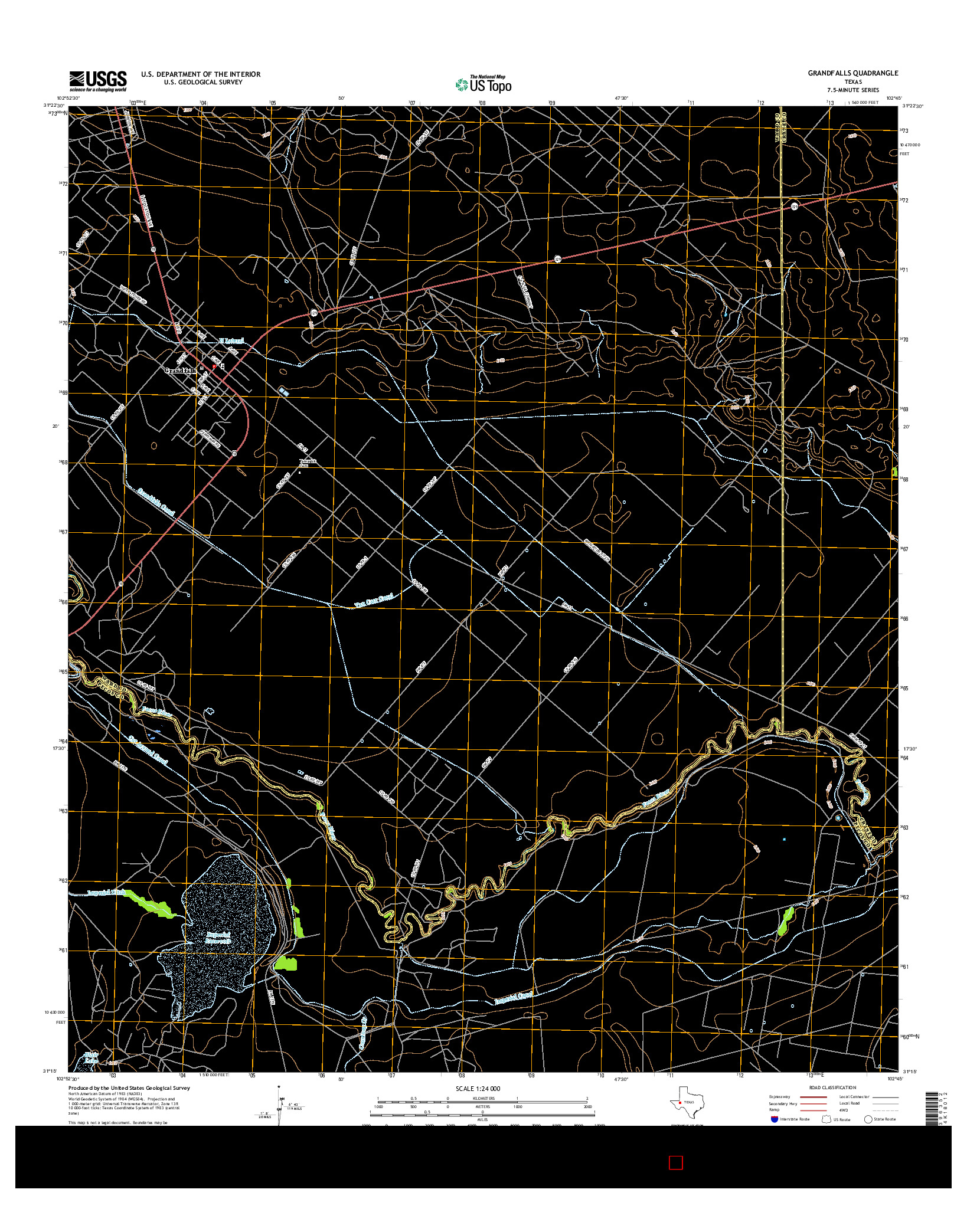 USGS US TOPO 7.5-MINUTE MAP FOR GRANDFALLS, TX 2016