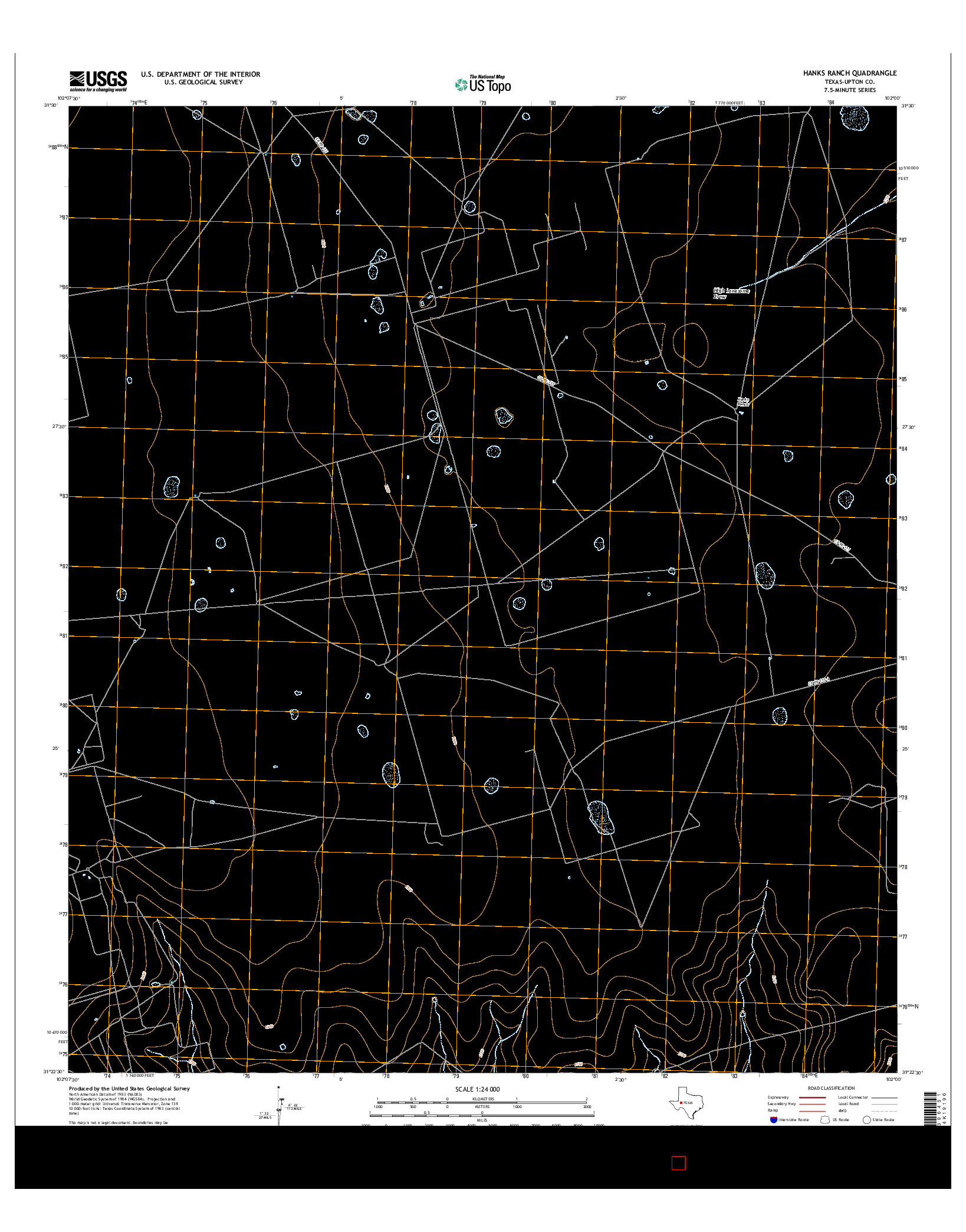 USGS US TOPO 7.5-MINUTE MAP FOR HANKS RANCH, TX 2016