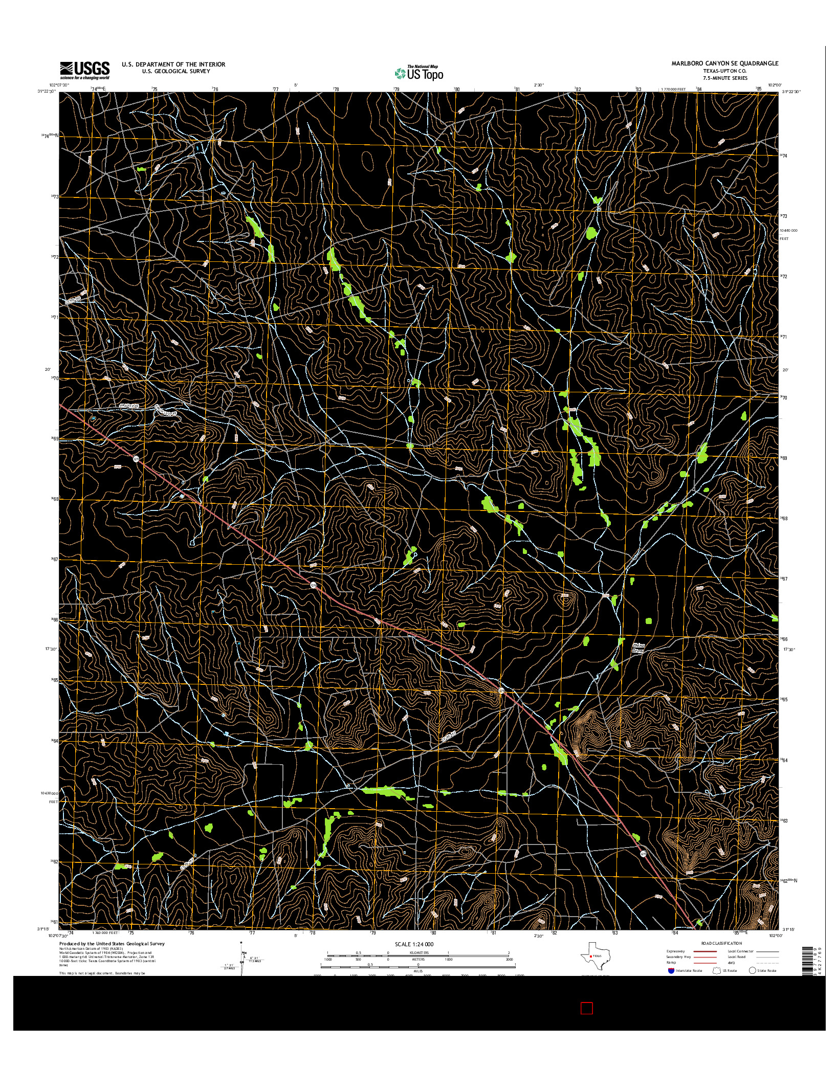 USGS US TOPO 7.5-MINUTE MAP FOR MARLBORO CANYON SE, TX 2016