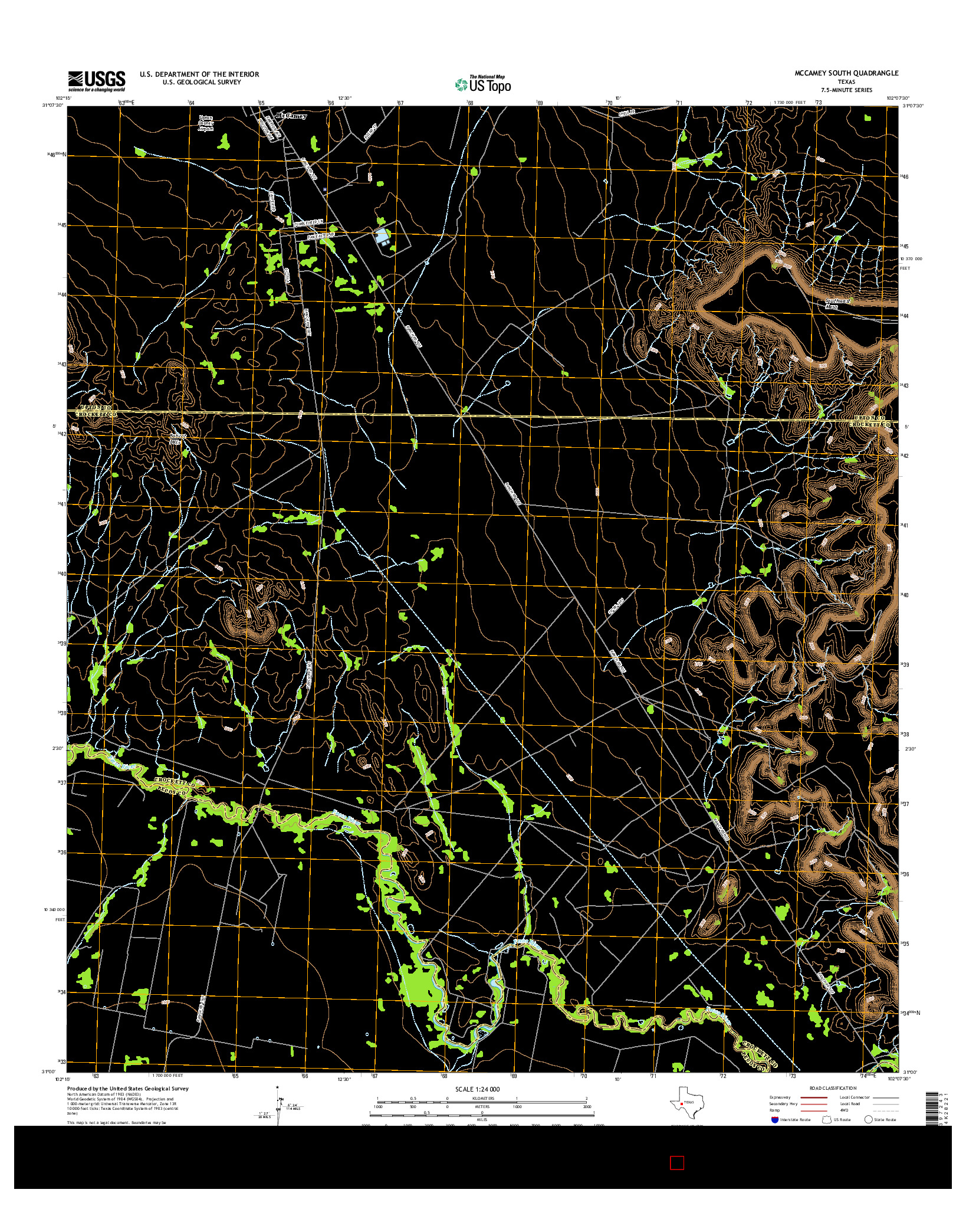 USGS US TOPO 7.5-MINUTE MAP FOR MCCAMEY SOUTH, TX 2016