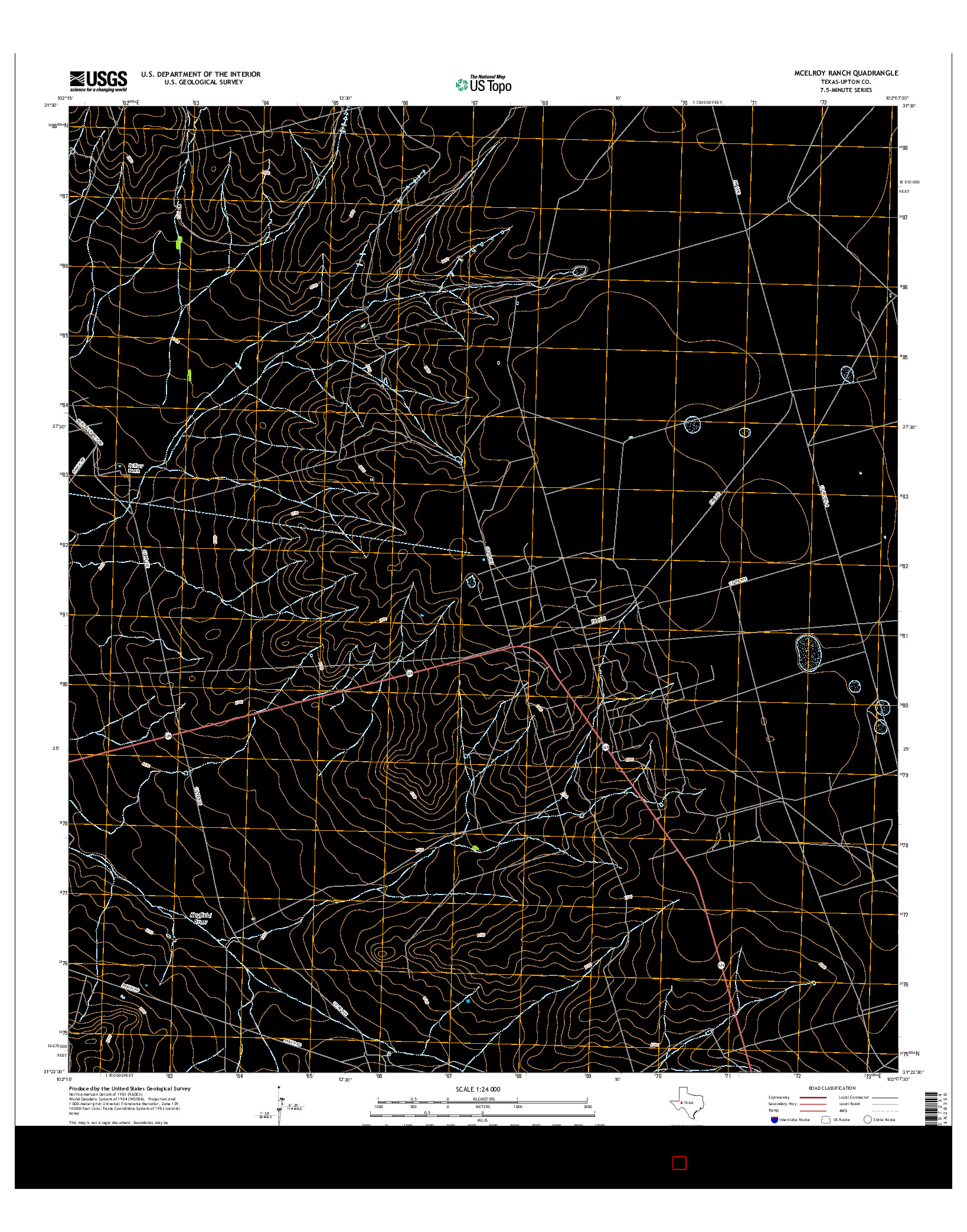 USGS US TOPO 7.5-MINUTE MAP FOR MCELROY RANCH, TX 2016