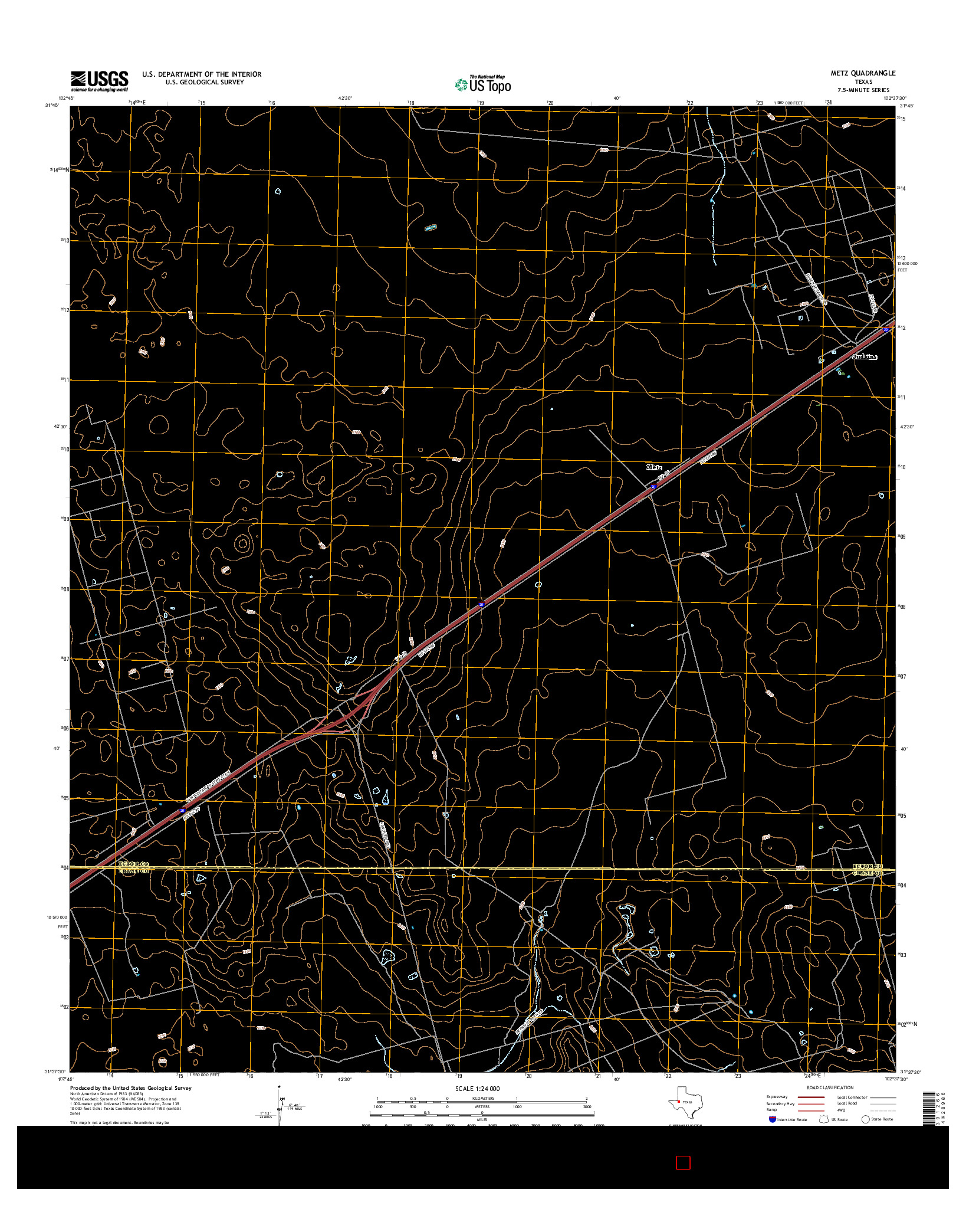 USGS US TOPO 7.5-MINUTE MAP FOR METZ, TX 2016
