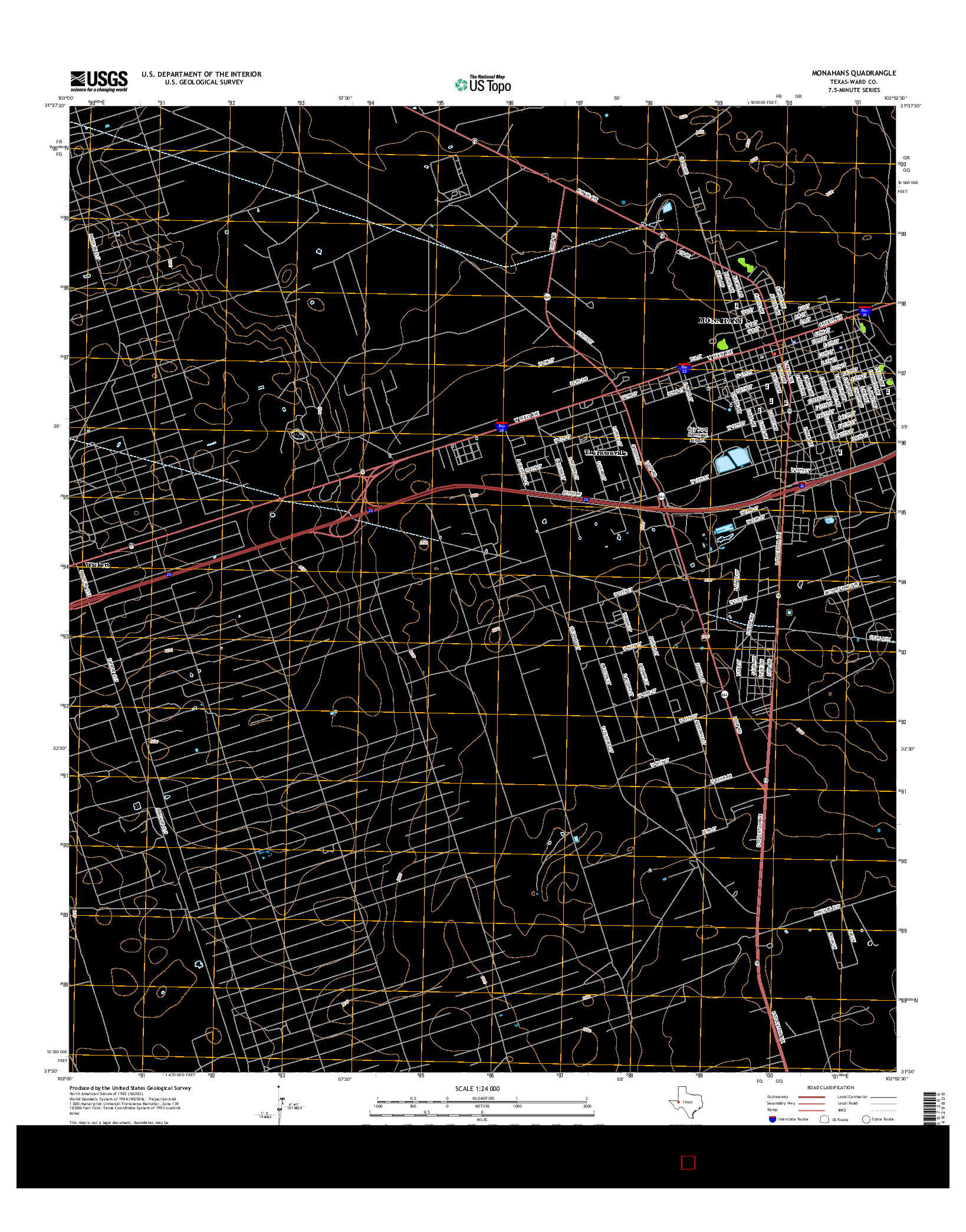 USGS US TOPO 7.5-MINUTE MAP FOR MONAHANS, TX 2016