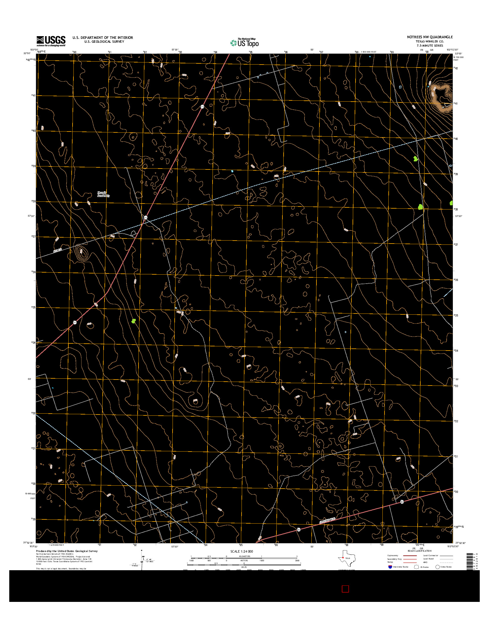 USGS US TOPO 7.5-MINUTE MAP FOR NOTREES NW, TX 2016