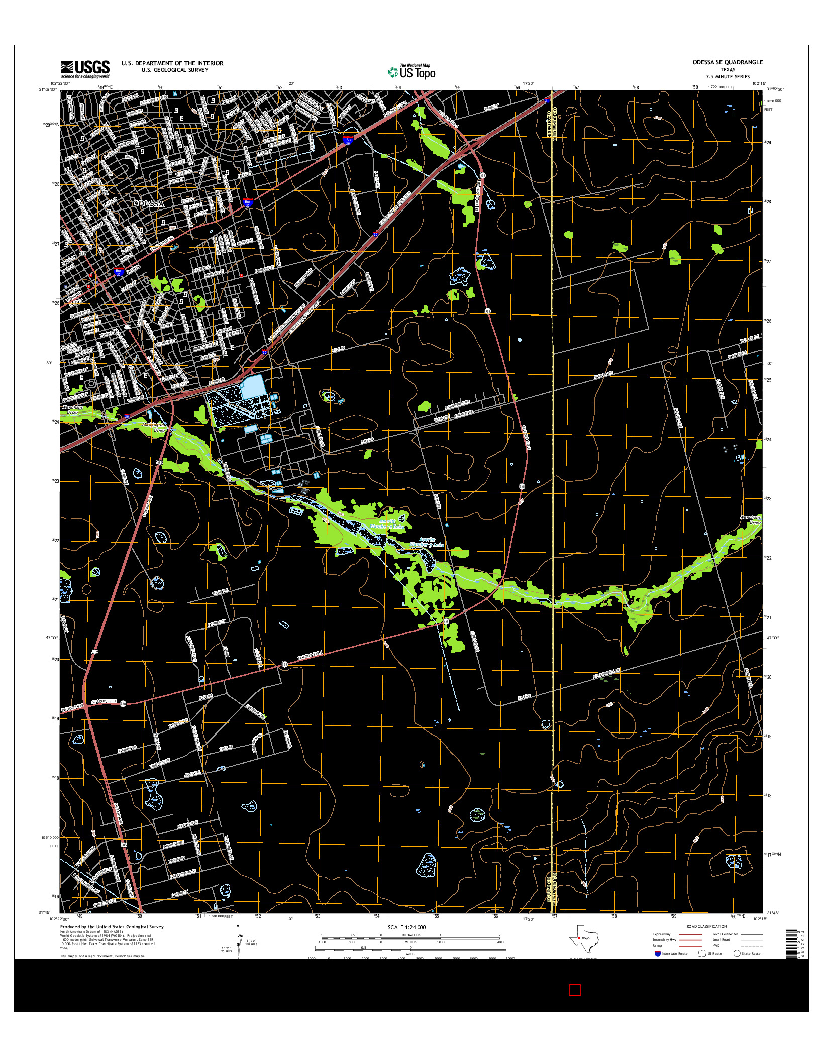 USGS US TOPO 7.5-MINUTE MAP FOR ODESSA SE, TX 2016