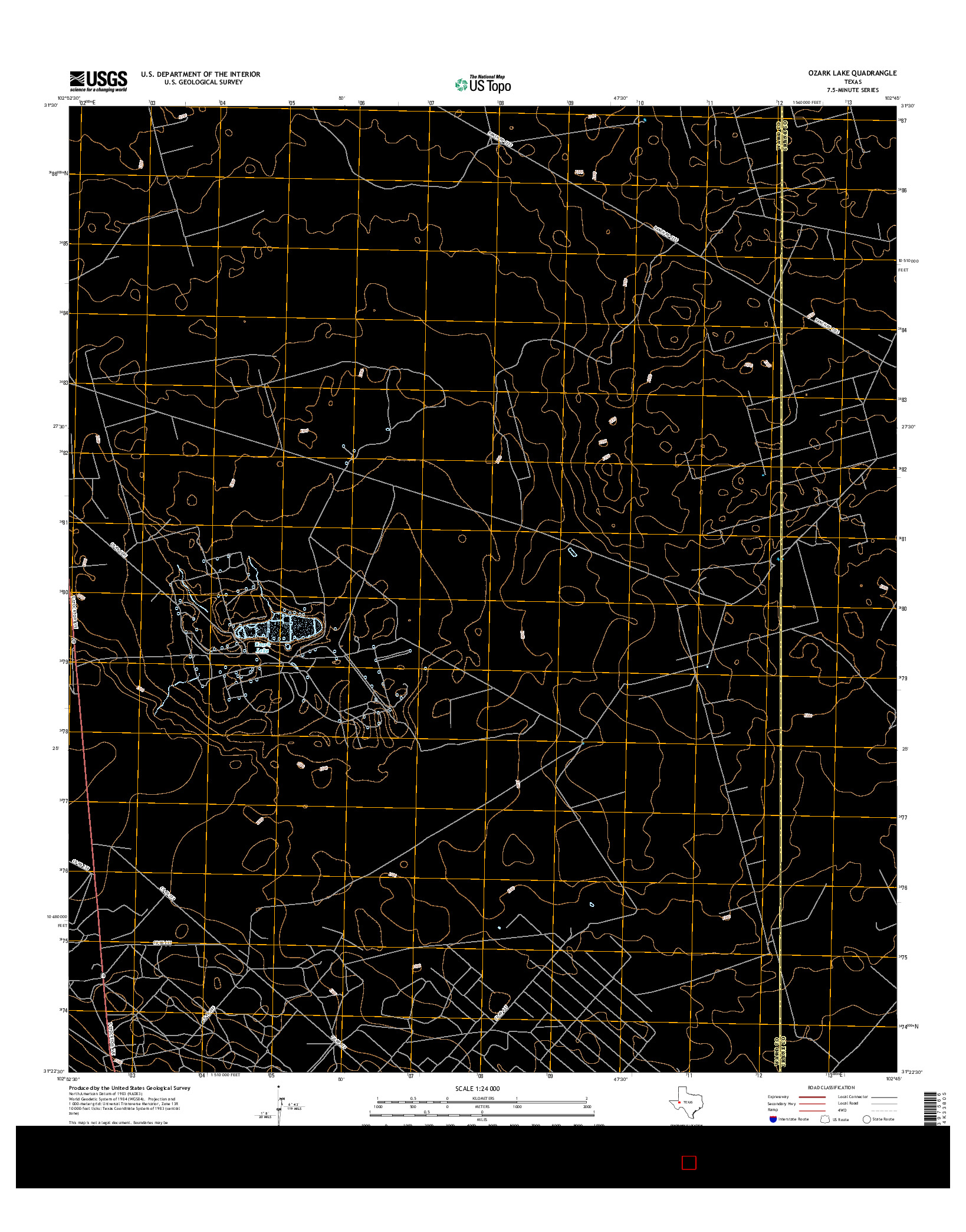USGS US TOPO 7.5-MINUTE MAP FOR OZARK LAKE, TX 2016