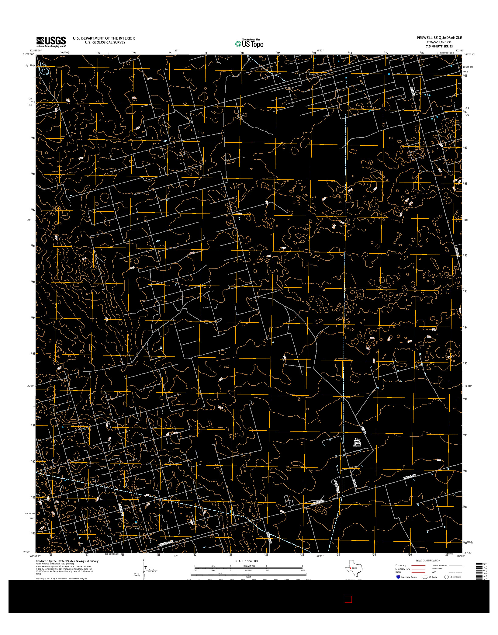 USGS US TOPO 7.5-MINUTE MAP FOR PENWELL SE, TX 2016