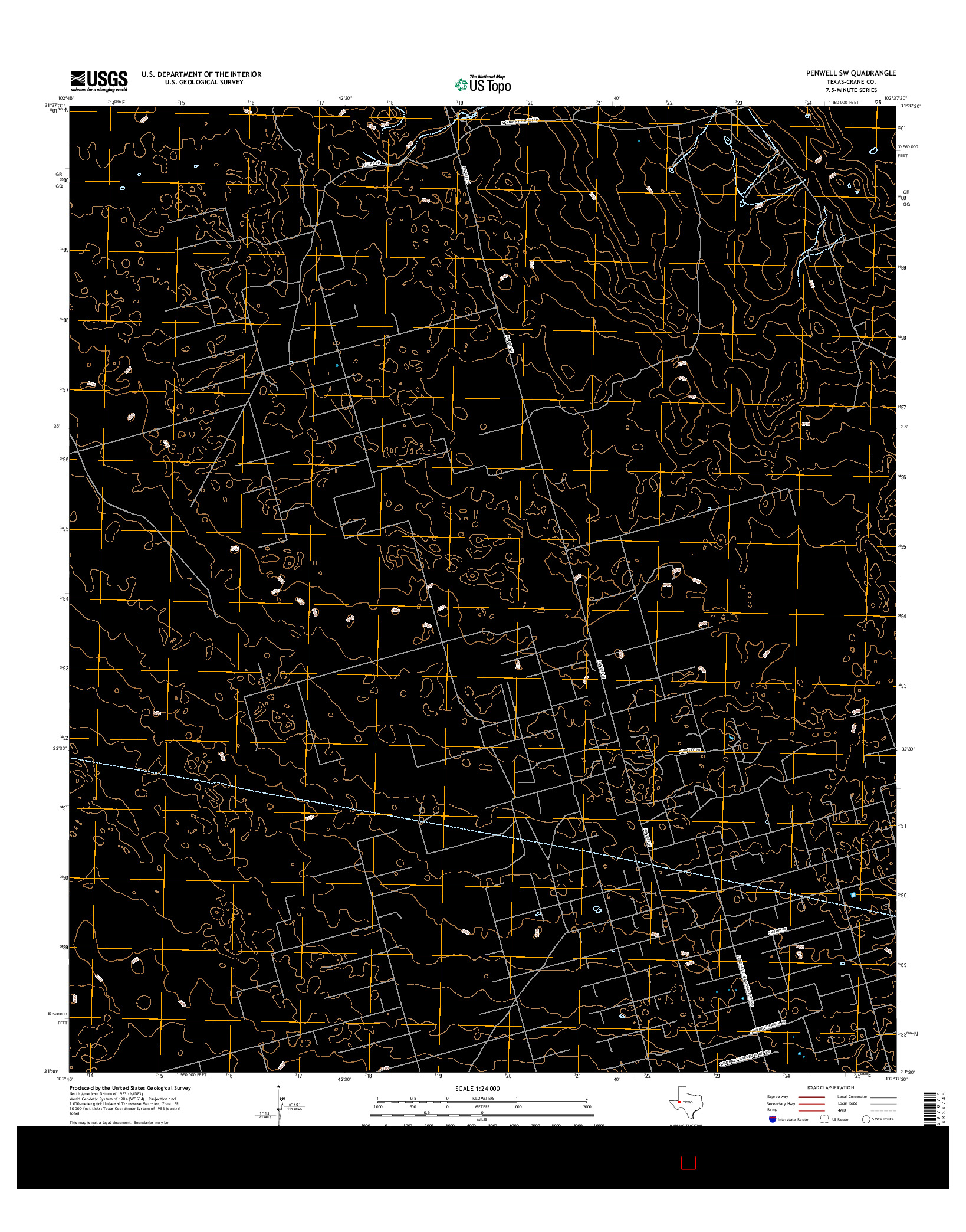 USGS US TOPO 7.5-MINUTE MAP FOR PENWELL SW, TX 2016