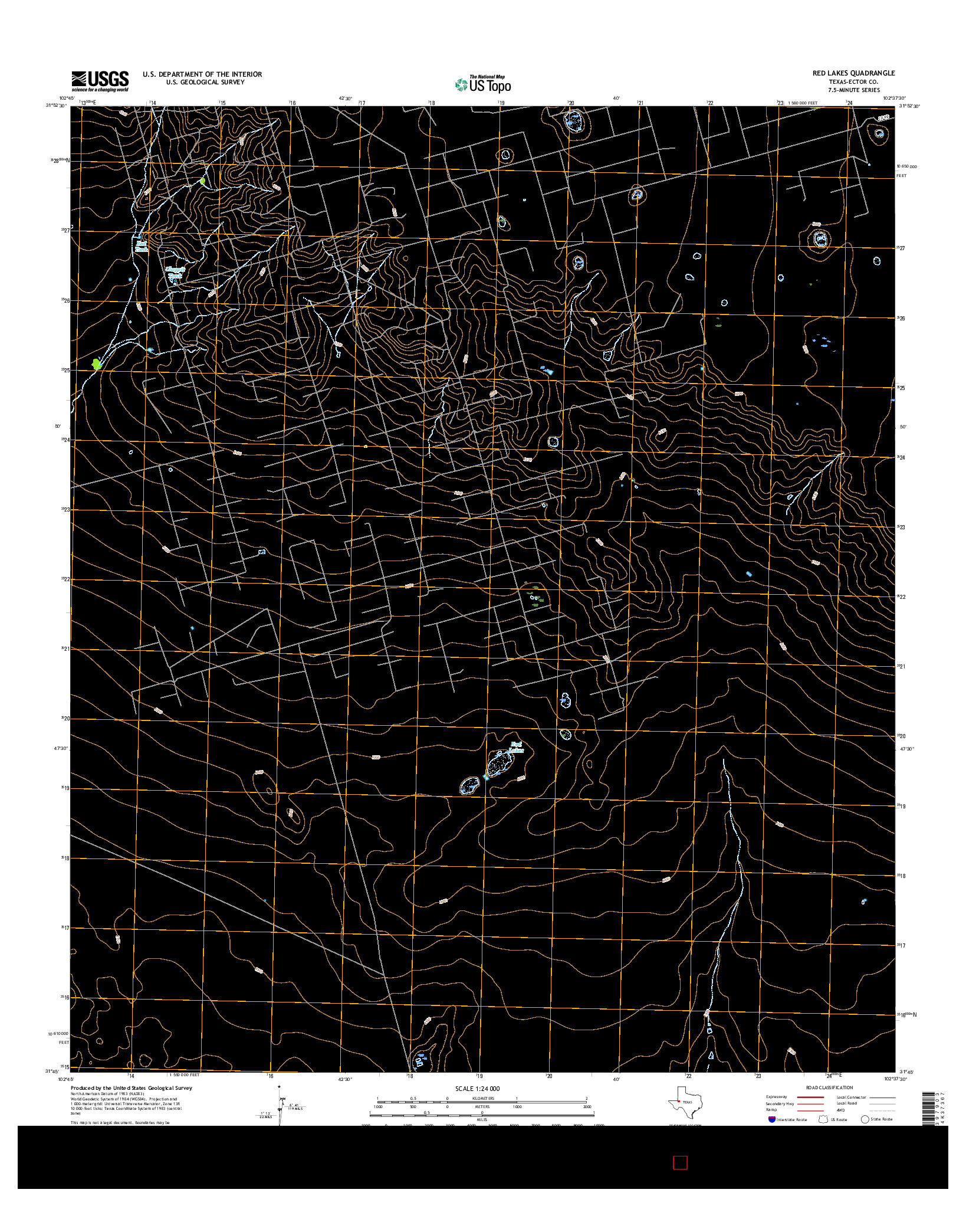 USGS US TOPO 7.5-MINUTE MAP FOR RED LAKES, TX 2016