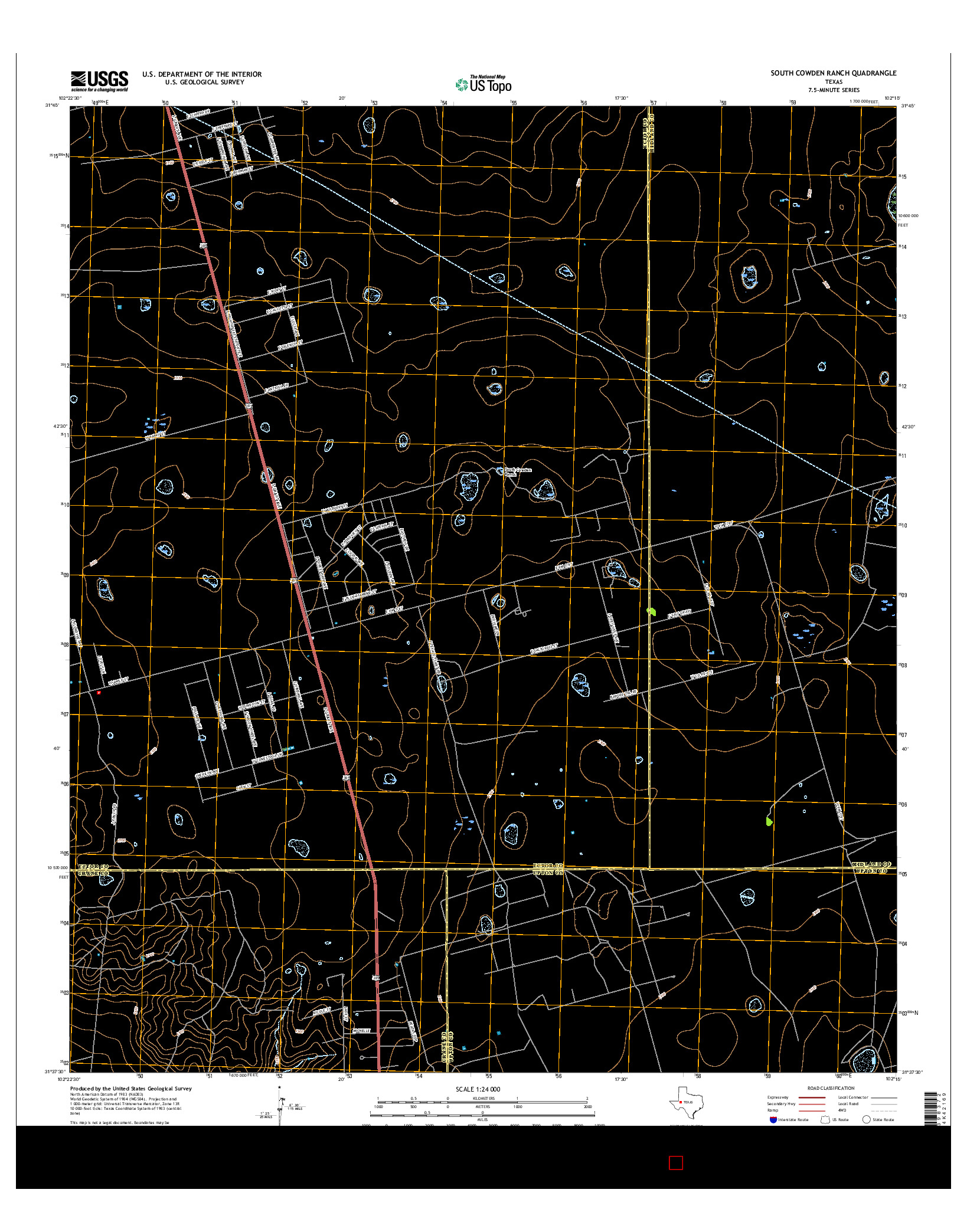 USGS US TOPO 7.5-MINUTE MAP FOR SOUTH COWDEN RANCH, TX 2016