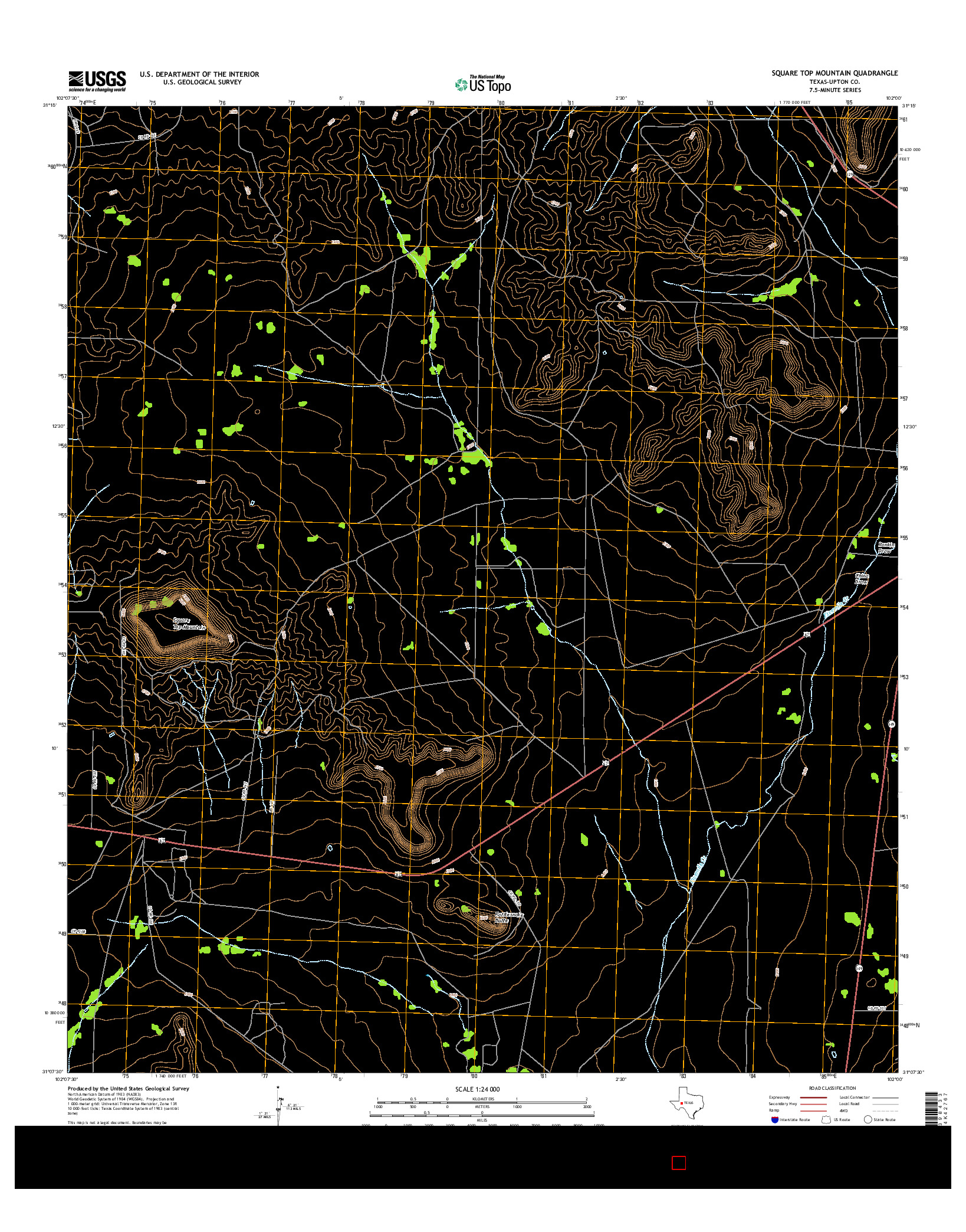 USGS US TOPO 7.5-MINUTE MAP FOR SQUARE TOP MOUNTAIN, TX 2016