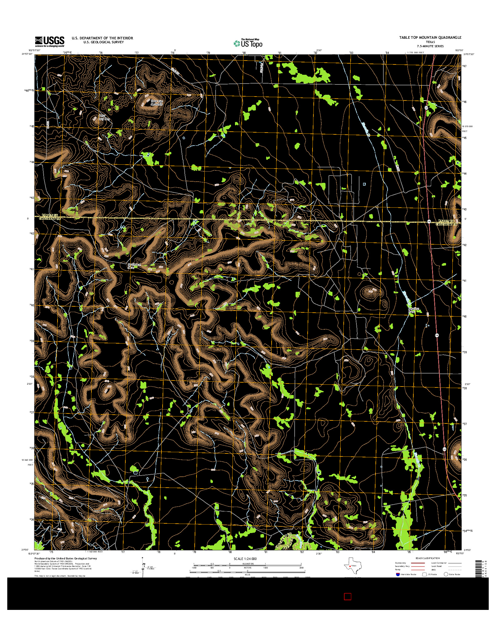 USGS US TOPO 7.5-MINUTE MAP FOR TABLE TOP MOUNTAIN, TX 2016