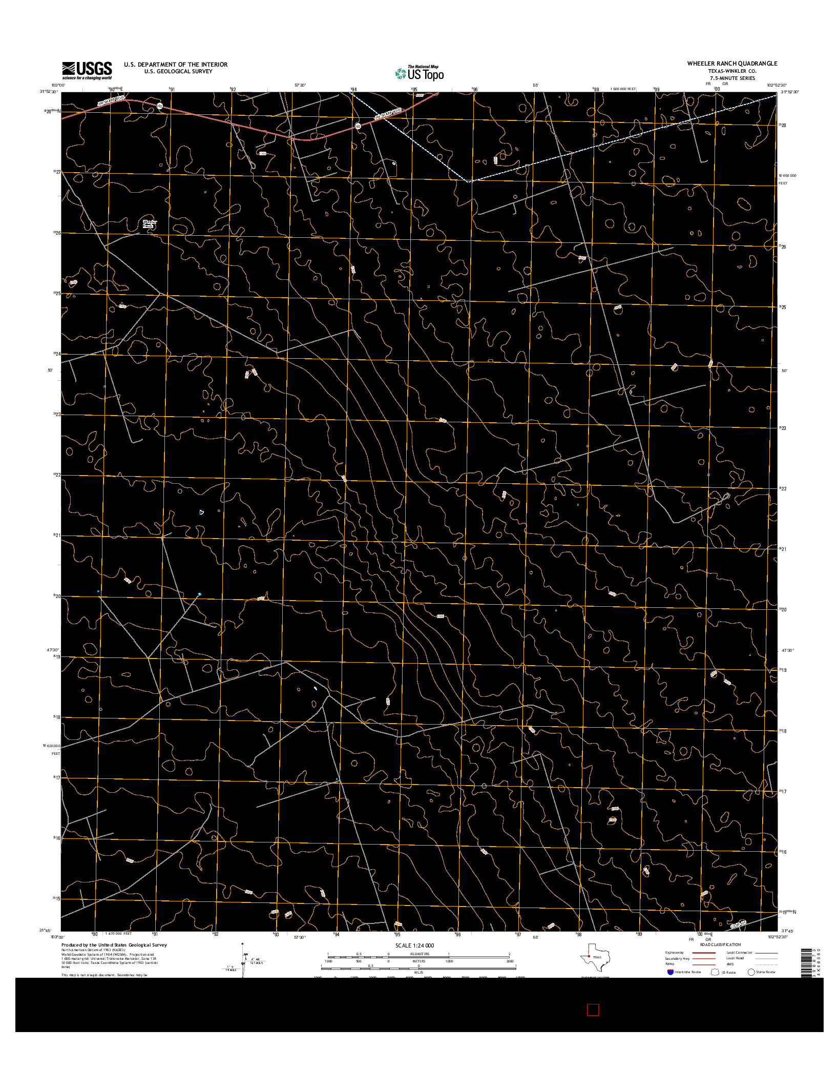 USGS US TOPO 7.5-MINUTE MAP FOR WHEELER RANCH, TX 2016