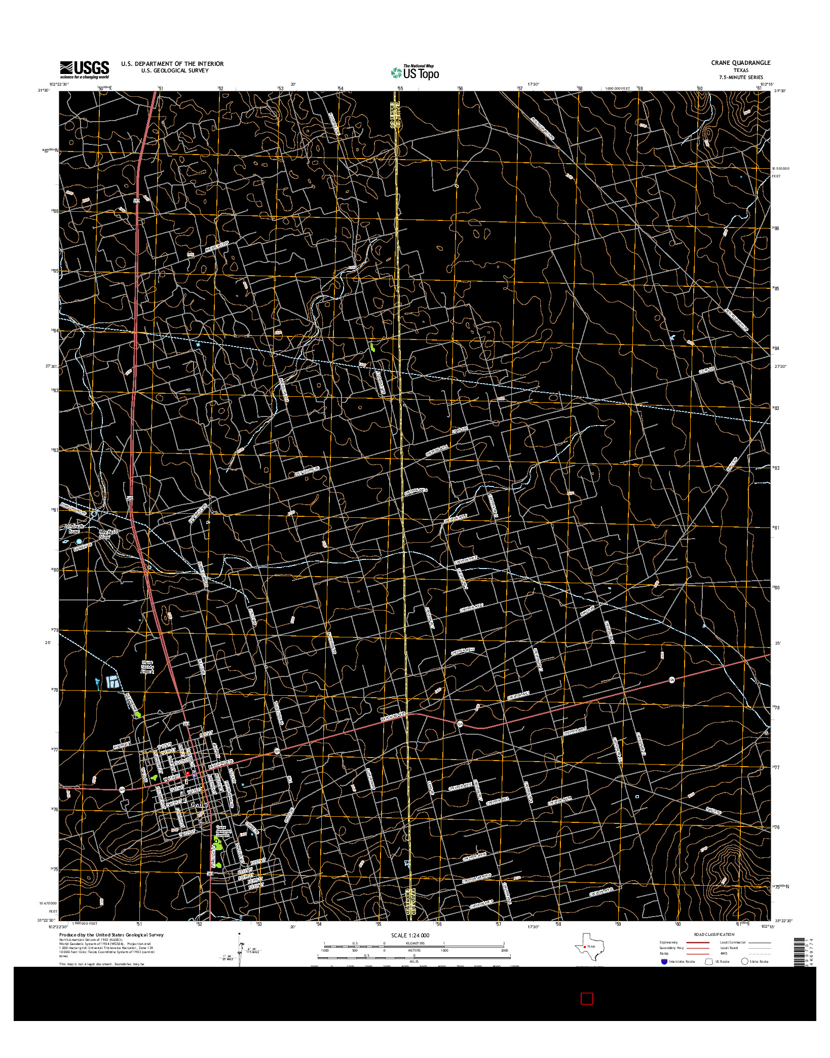 USGS US TOPO 7.5-MINUTE MAP FOR CRANE, TX 2016