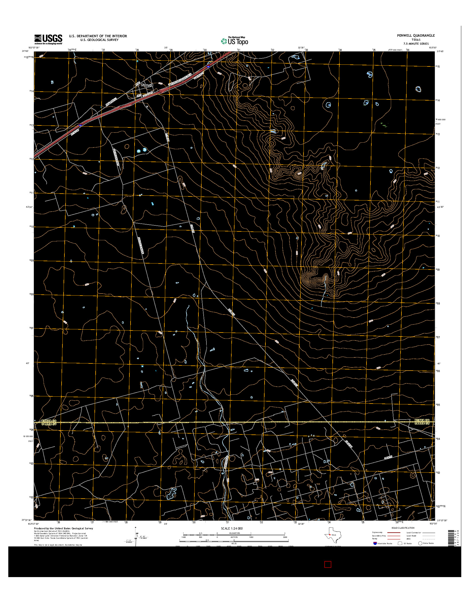 USGS US TOPO 7.5-MINUTE MAP FOR PENWELL, TX 2016