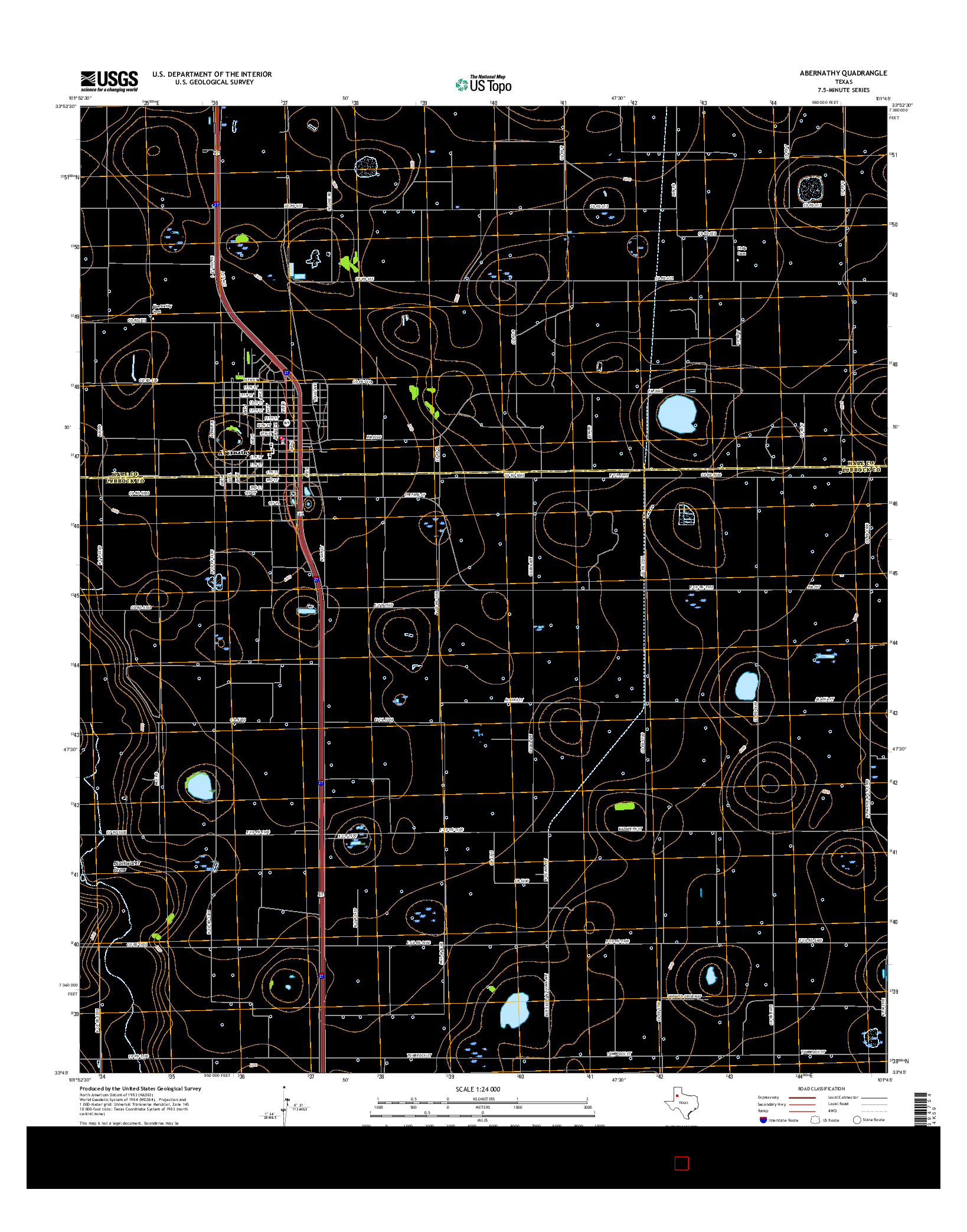 USGS US TOPO 7.5-MINUTE MAP FOR ABERNATHY, TX 2016