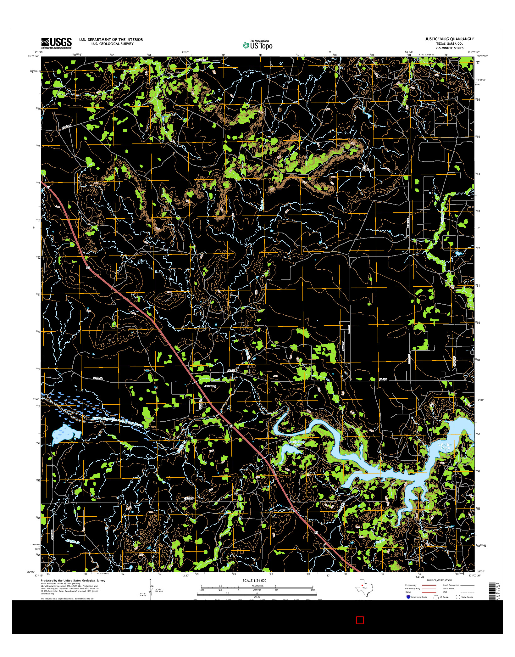 USGS US TOPO 7.5-MINUTE MAP FOR JUSTICEBURG, TX 2016