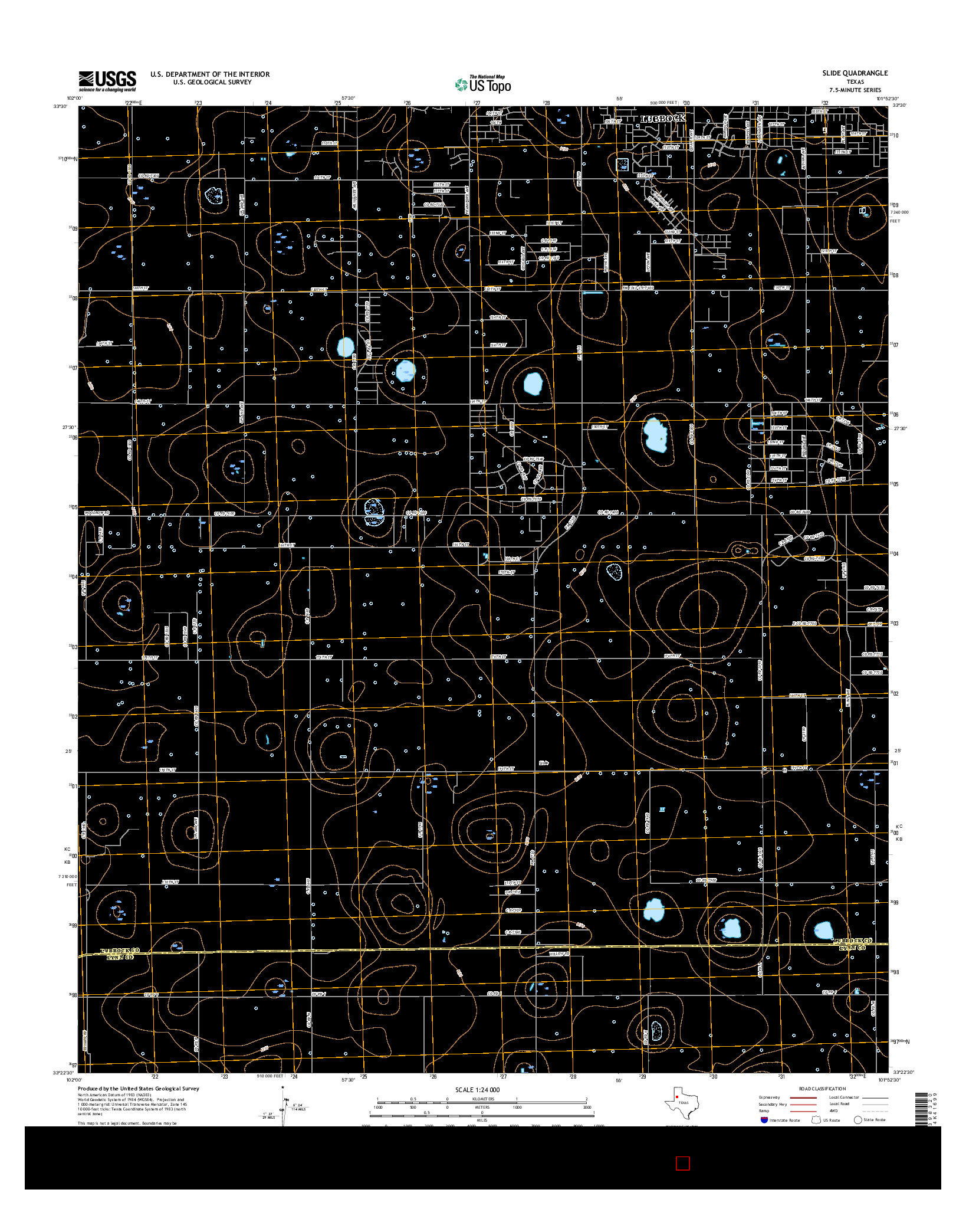 USGS US TOPO 7.5-MINUTE MAP FOR SLIDE, TX 2016