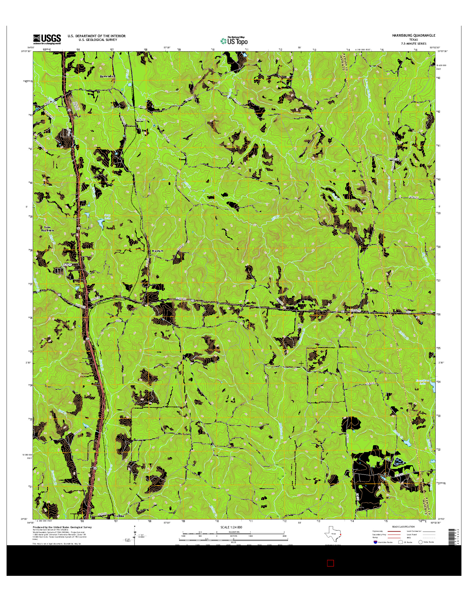 USGS US TOPO 7.5-MINUTE MAP FOR HARRISBURG, TX 2016