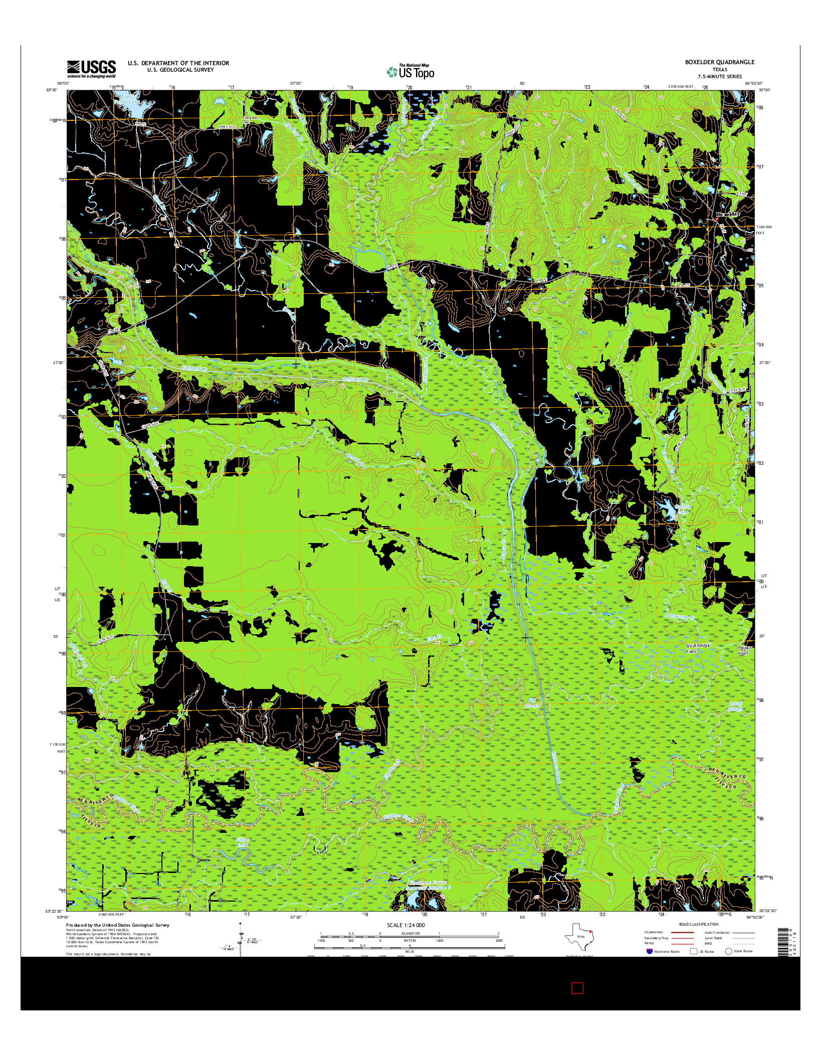 USGS US TOPO 7.5-MINUTE MAP FOR BOXELDER, TX 2016