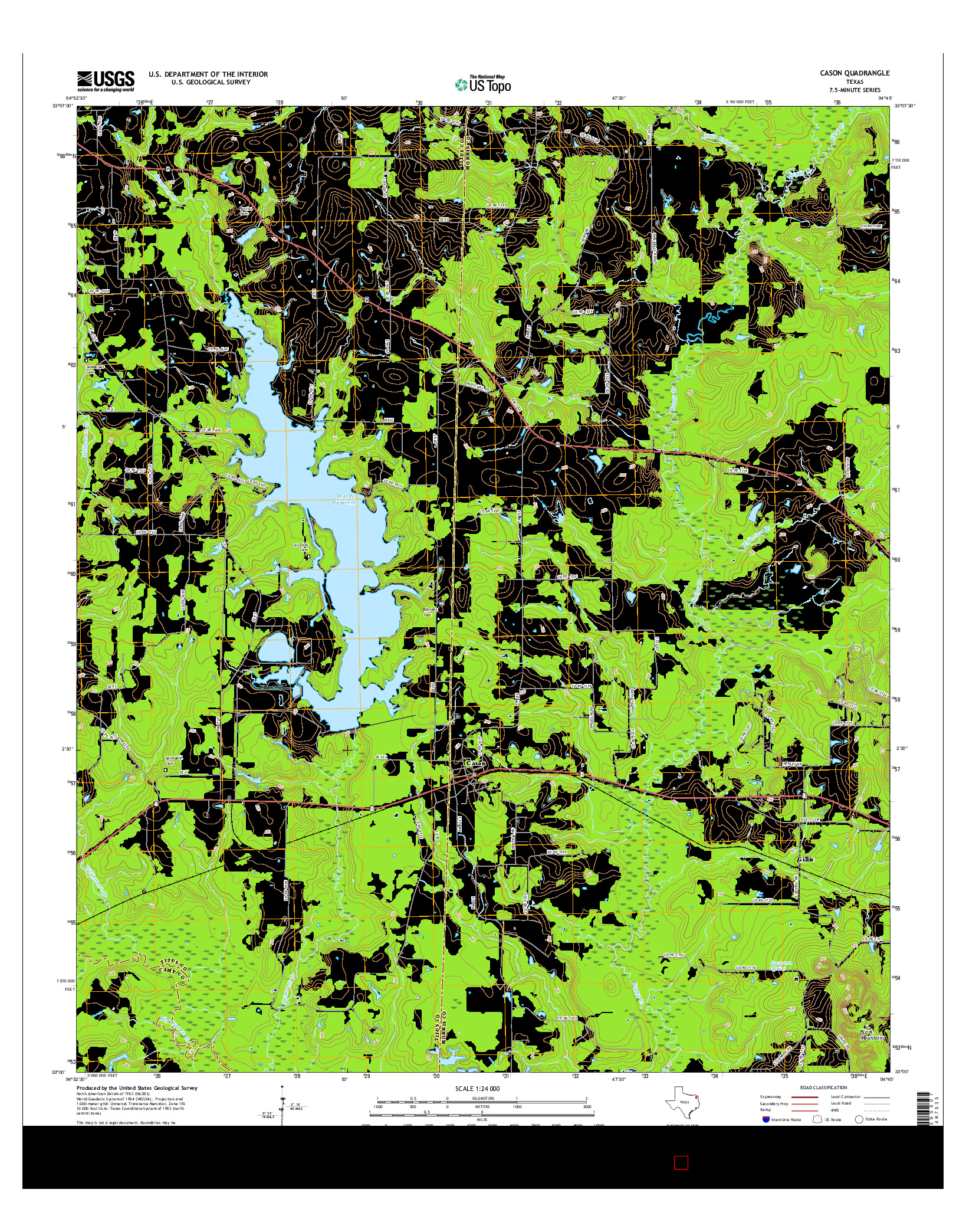 USGS US TOPO 7.5-MINUTE MAP FOR CASON, TX 2016