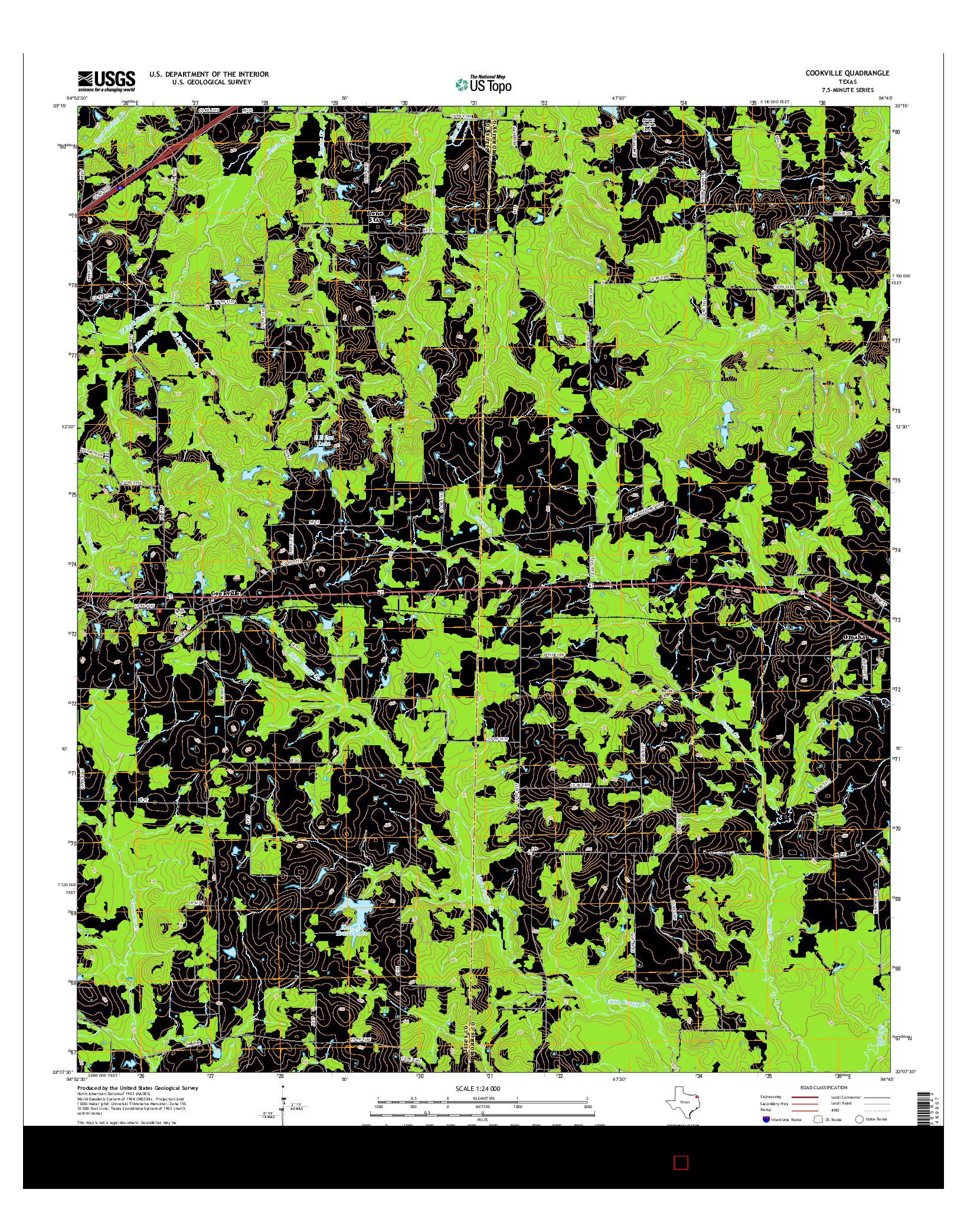 USGS US TOPO 7.5-MINUTE MAP FOR COOKVILLE, TX 2016