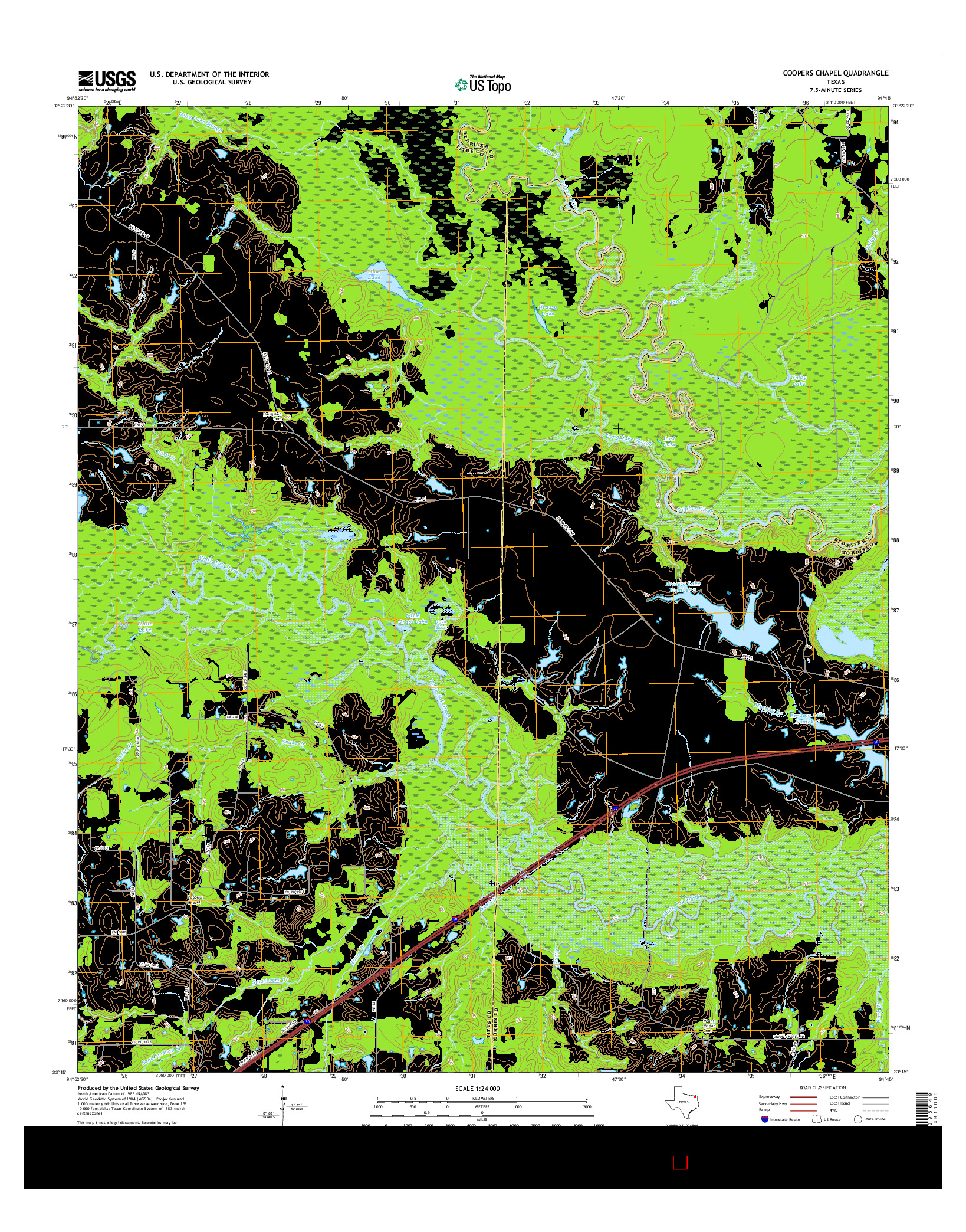 USGS US TOPO 7.5-MINUTE MAP FOR COOPERS CHAPEL, TX 2016