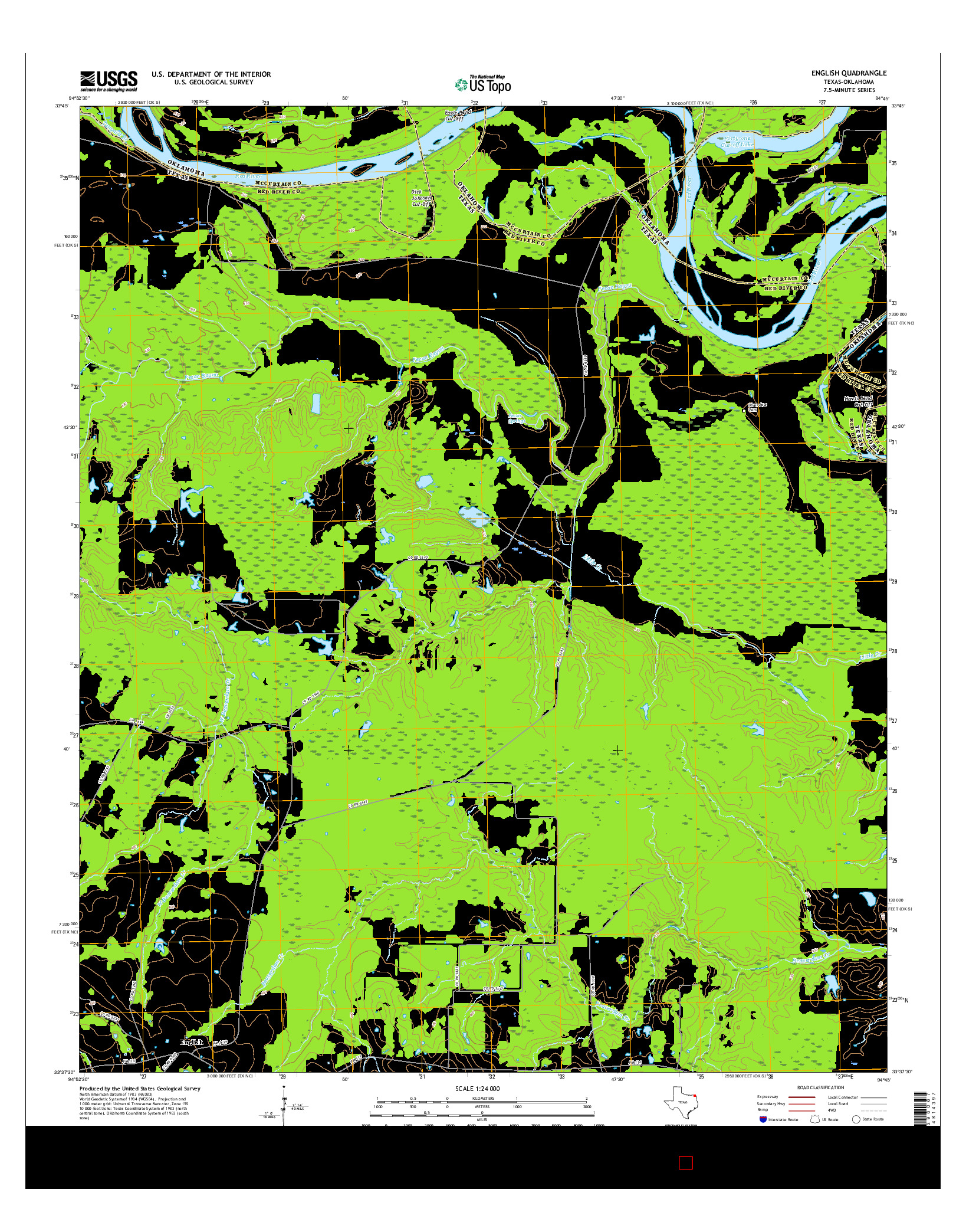 USGS US TOPO 7.5-MINUTE MAP FOR ENGLISH, TX-OK 2016