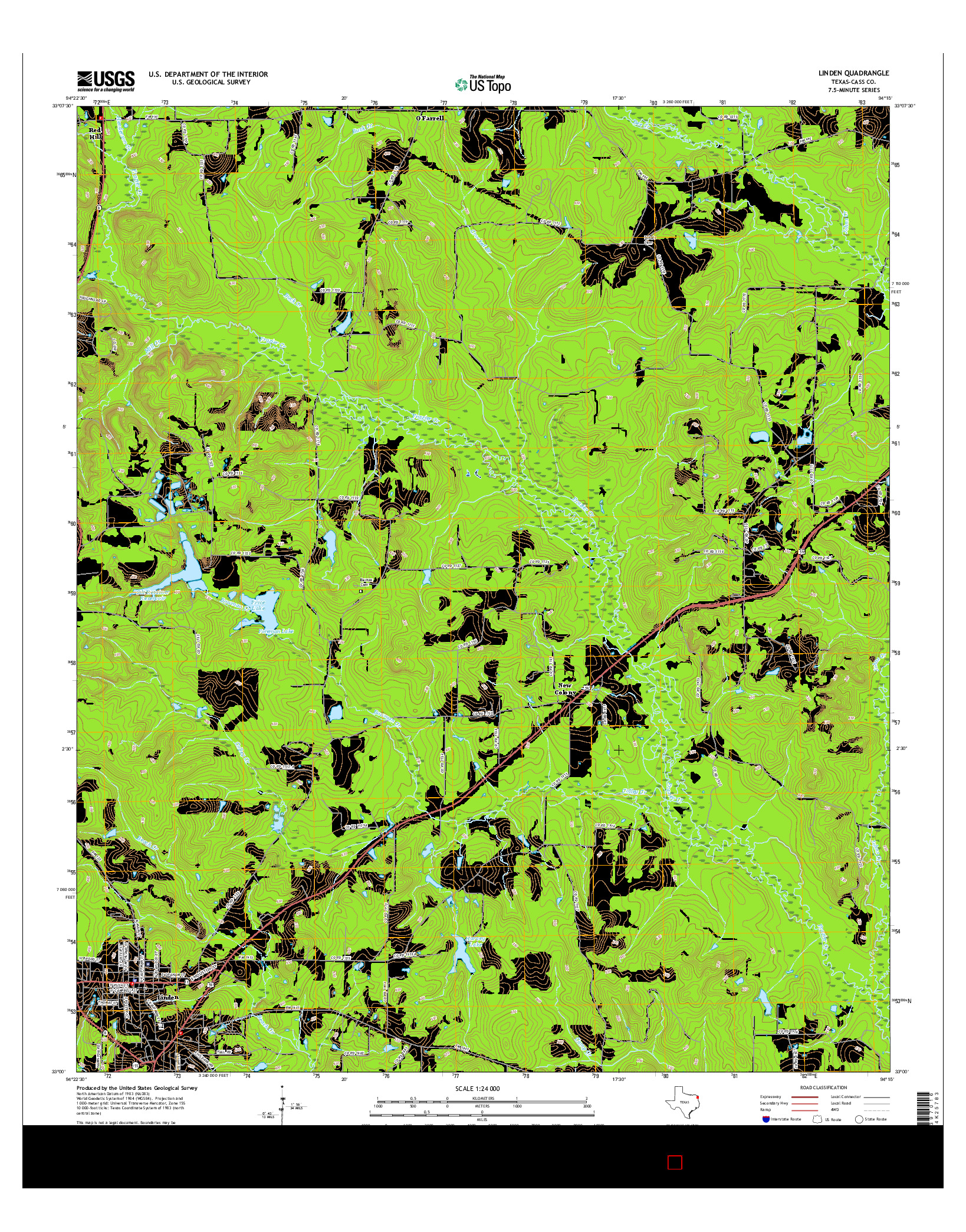 USGS US TOPO 7.5-MINUTE MAP FOR LINDEN, TX 2016