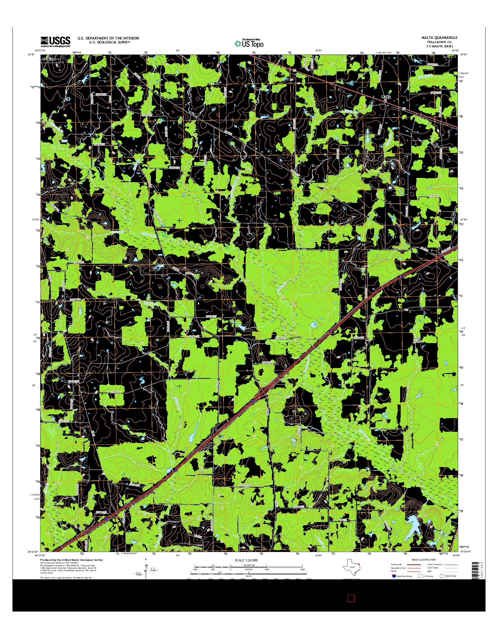 USGS US TOPO 7.5-MINUTE MAP FOR MALTA, TX 2016