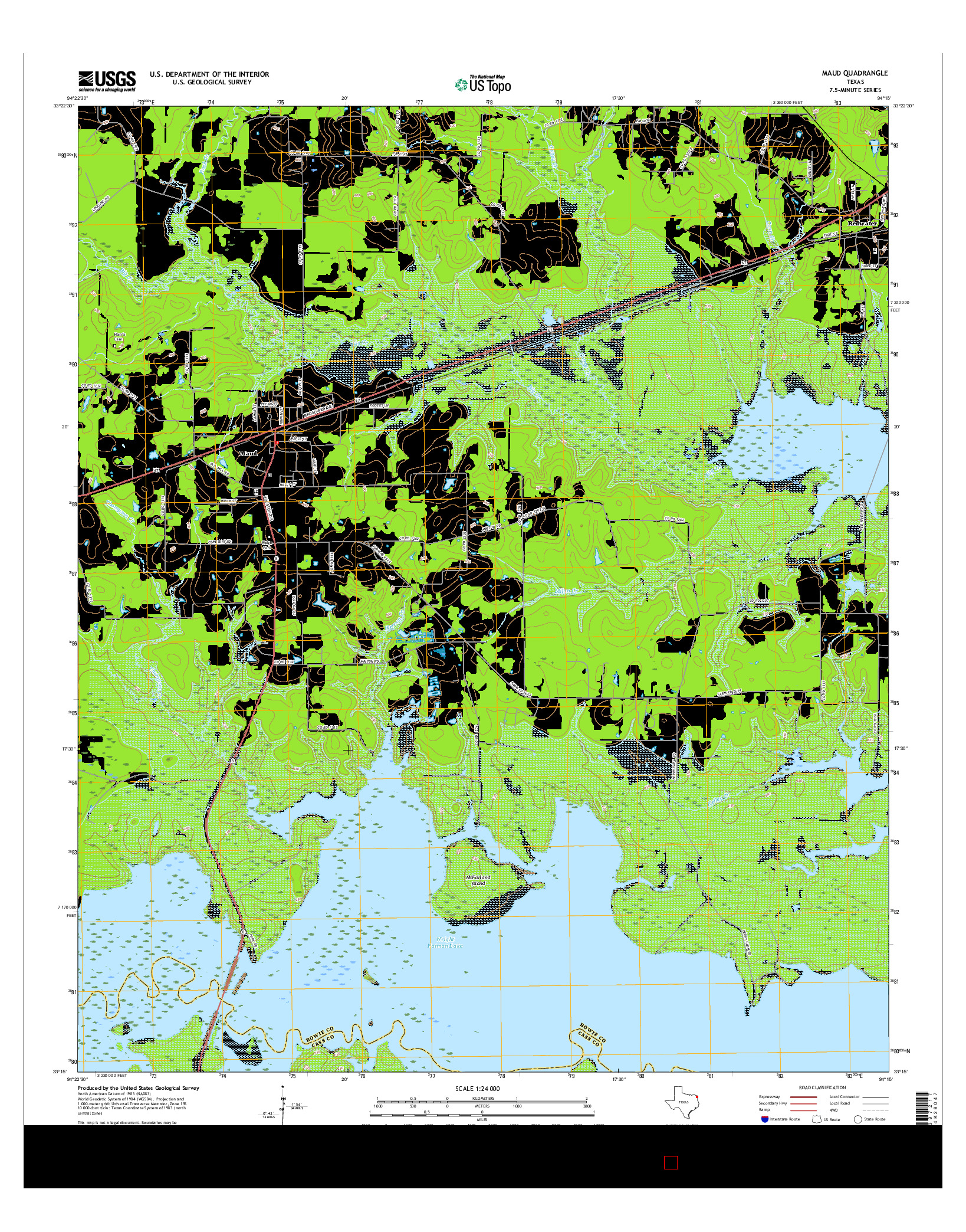 USGS US TOPO 7.5-MINUTE MAP FOR MAUD, TX 2016