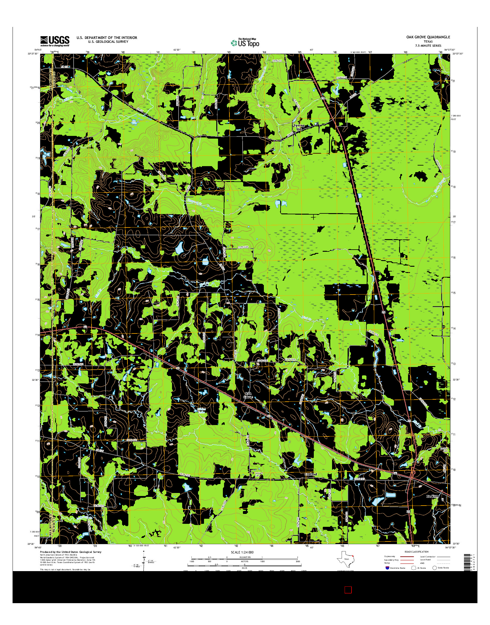 USGS US TOPO 7.5-MINUTE MAP FOR OAK GROVE, TX 2016